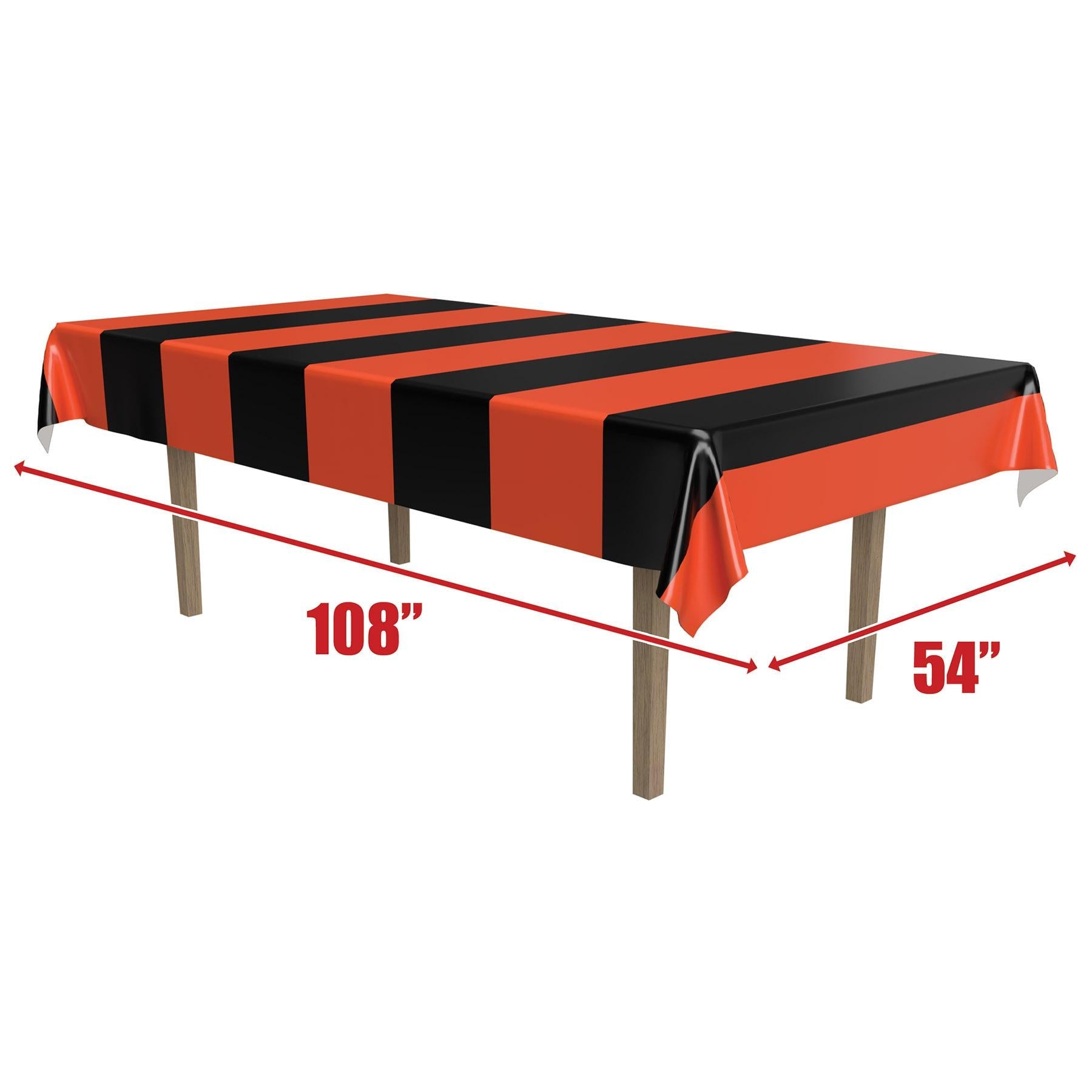 12 Pack Halloween Table Cover - Orange & Black Striped Disposable Tablecloth for Party Decorations, Perfect for Halloween, Thanksgiving & Fall Parties