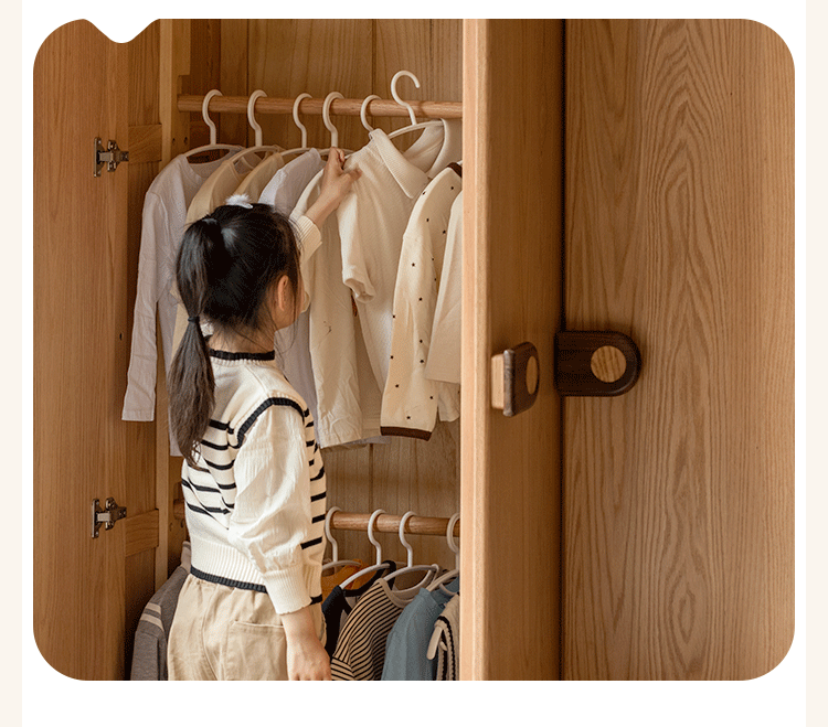 Solid Oak Wood Kids Wardrobe with Built-in Desk - Durable Children's Furniture for Bedroom & Nursery Organization