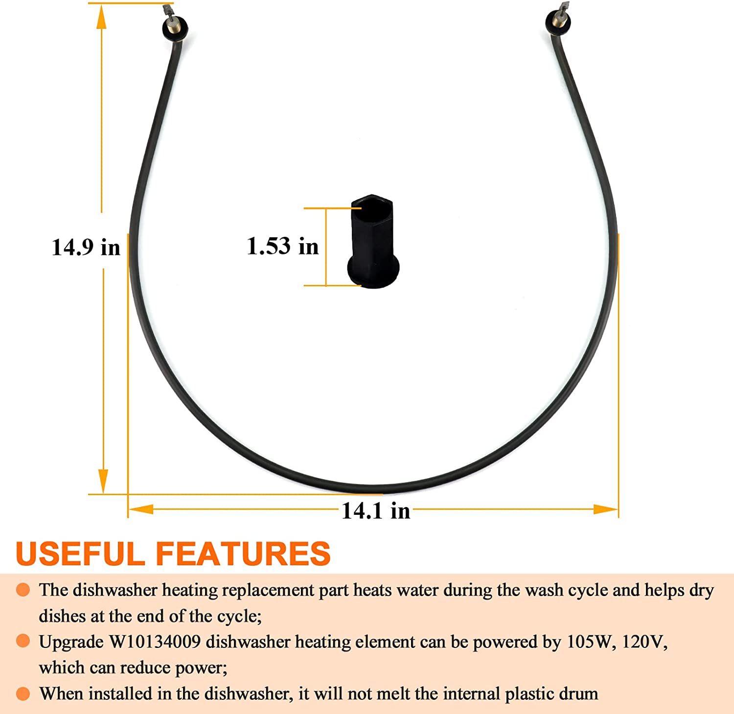 Whirlpool W10518394 Dishwasher Heating Element Replacement - Compatible with Various Models, Fast Heating & Durable - Perfect for Kitchen Appliance Repair & Maintenance