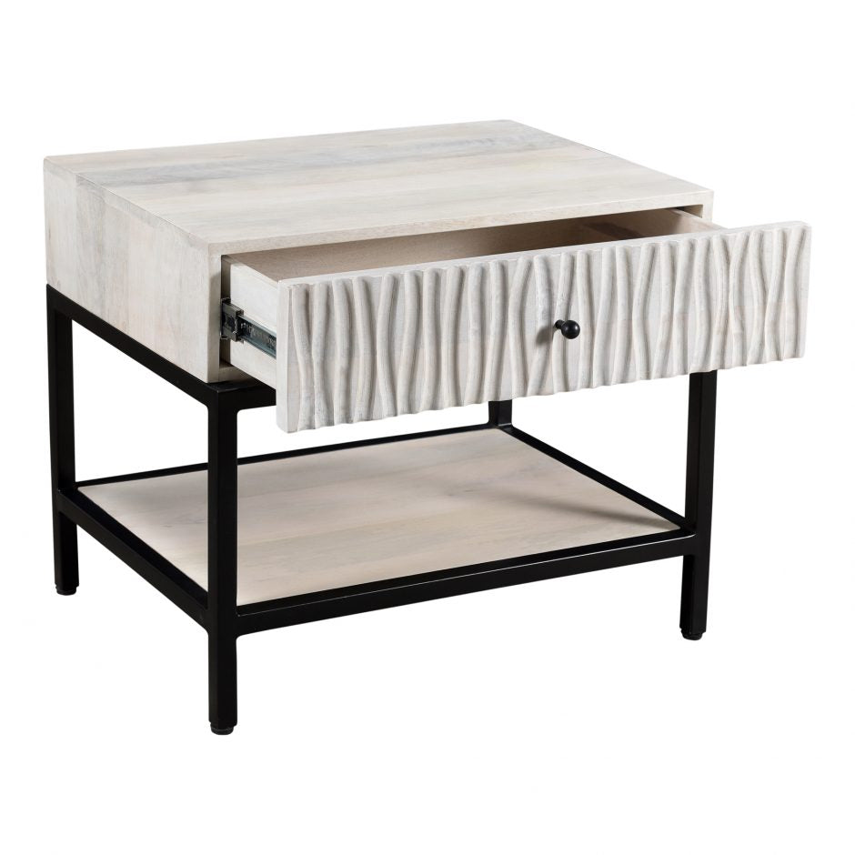 Modern Nightstand with USB Ports & Drawer - Stylish Bedside Table for Small Spaces, Perfect for Bedroom, Living Room, or Dorm - Wooden End Table with Charging Station