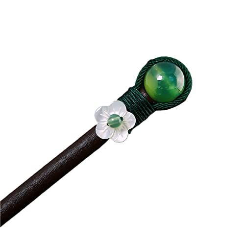 Vintage Wooden Chinese Hair Chopsticks - Beaded Flower Tassel Hair Sticks for Girls, Women | Bridal, Cosplay & Traditional Hairstyle Accessories