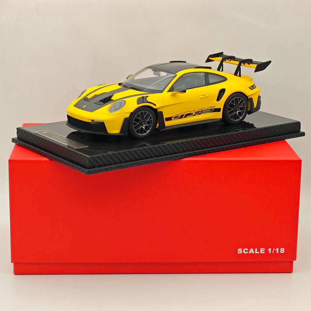 1/18 Scale Porsche 992 GT3 RS Yellow Resin Die-Cast Model Car - High Quality Collectible for Display, Racing Enthusiasts & Gift Giving