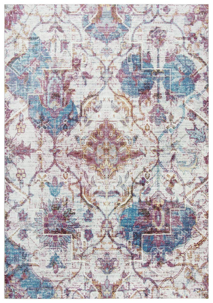 Gatney Rugs Harvard Area Rug PRI110 - Cream & Blue Vines Petals Design - 8'10