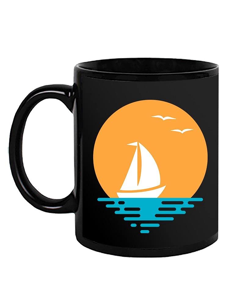 Boat and Sun Travel Mug - Insulated Stainless Steel Coffee Cup with Lid for Hot & Cold Drinks - Perfect for Camping, Hiking, and Outdoor Adventures
