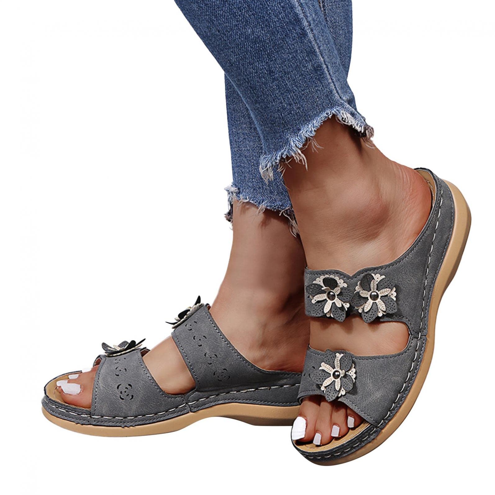 Women's Arch Support Walking Sandals - Comfortable Soft Casual Beach Sandals with Orthotic Support for Walking, Travel & Outdoor Activities