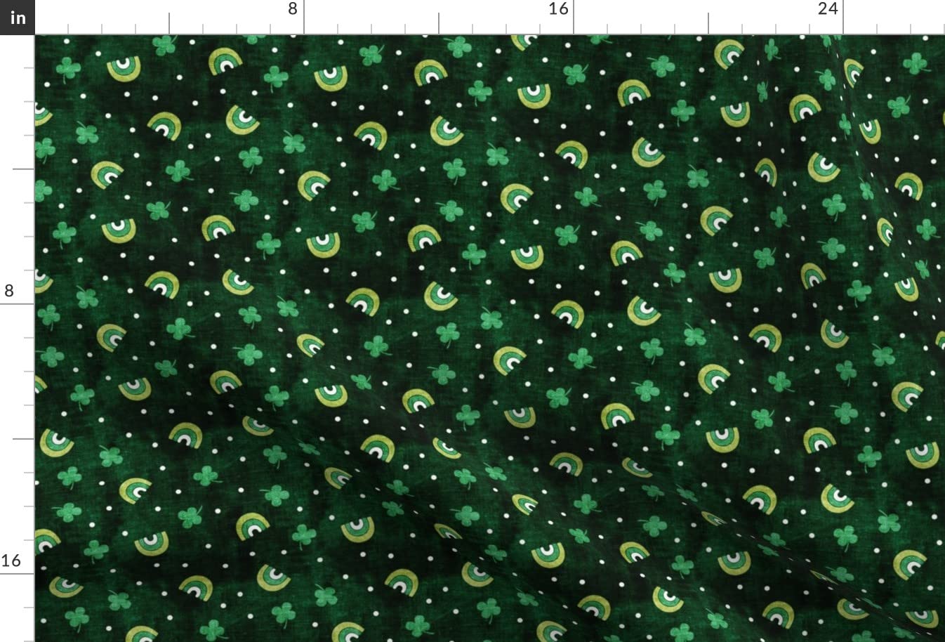 Lucky Dark Green Cute Clover Irish Rainbow Printed Minky Fabric by The Yard - Soft Plush Material for Sewing Baby Blankets, Quilt Backing & DIY Crafts - Perfect for St. Patrick's Day Decorations & Nursery Projects