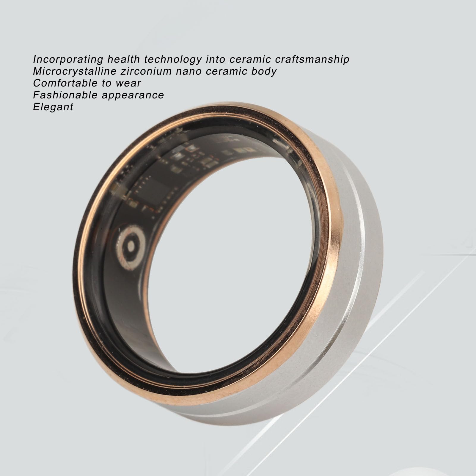 Fitness Smart Ring - Ceramic Stainless Steel Sleep & Activity Tracker for Women & Men, IP68 Waterproof Health Monitoring Wearable | Perfect for Gym, Running, Swimming & Daily Wellness Tracking