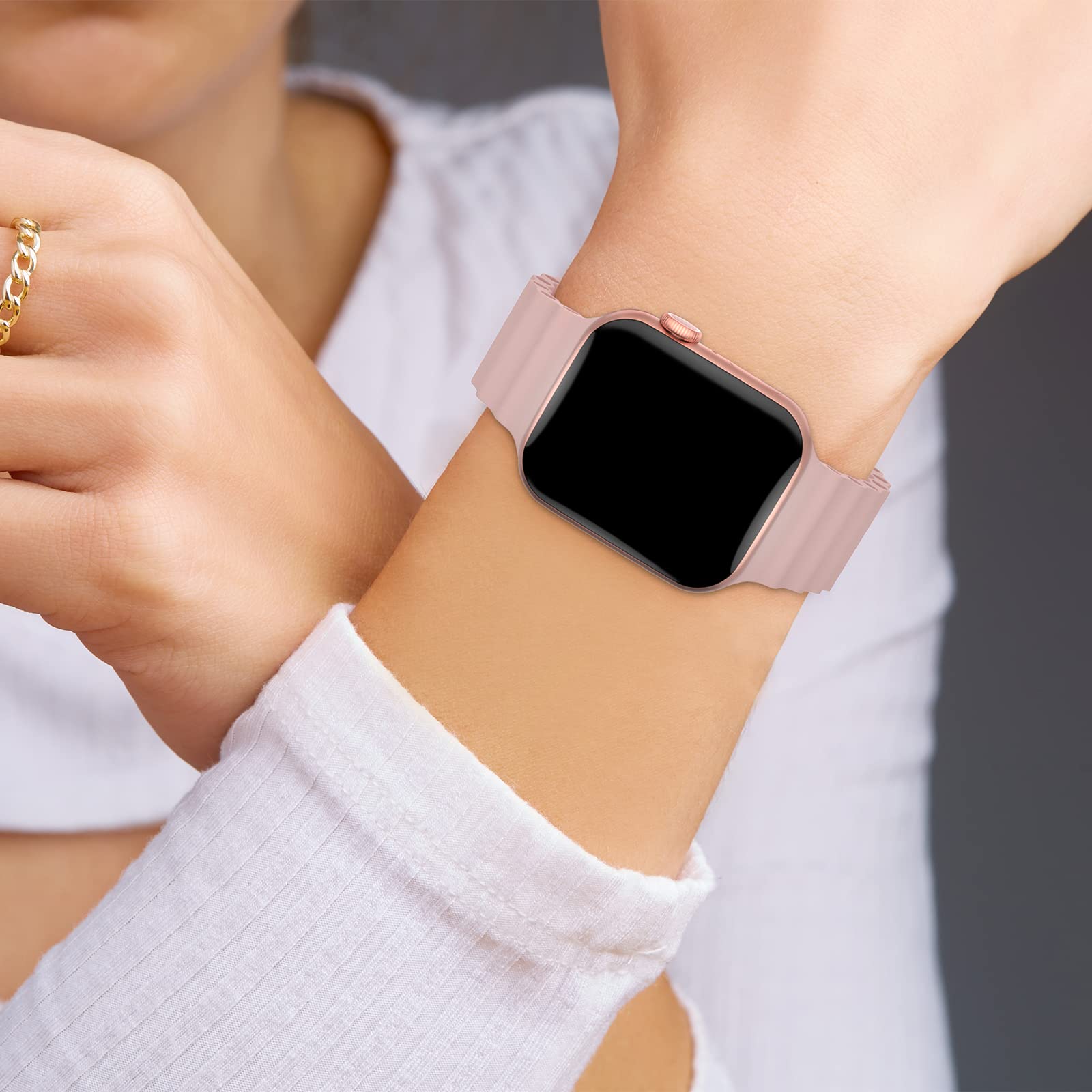 Breathable Silicone Sport Band for Apple Watch Series 9/8/7/SE/6/5/4/3/2/1 & Ultra - Compatible with 38mm/40mm/41mm/42mm/44mm/45mm/49mm - Adjustable Wristband for Women & Men - Perfect for Running, Swimming & Everyday Wear