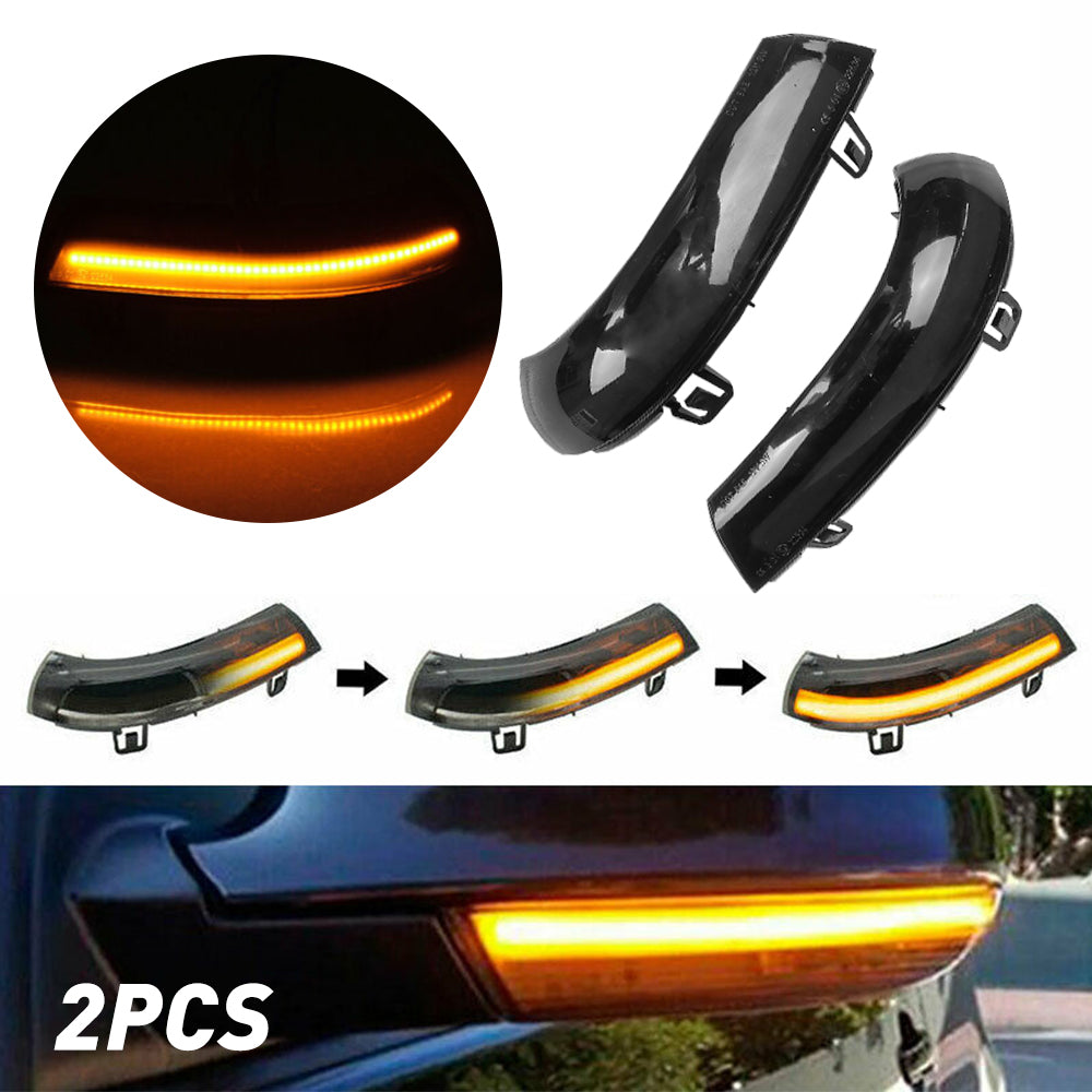 Smoke Lens Amber LED Turn Signal Side Rearview Mirrors for 2001-2010 VW & 2002-2008 Skoda Superb B5 - Enhanced Visibility & Safety for Night Driving