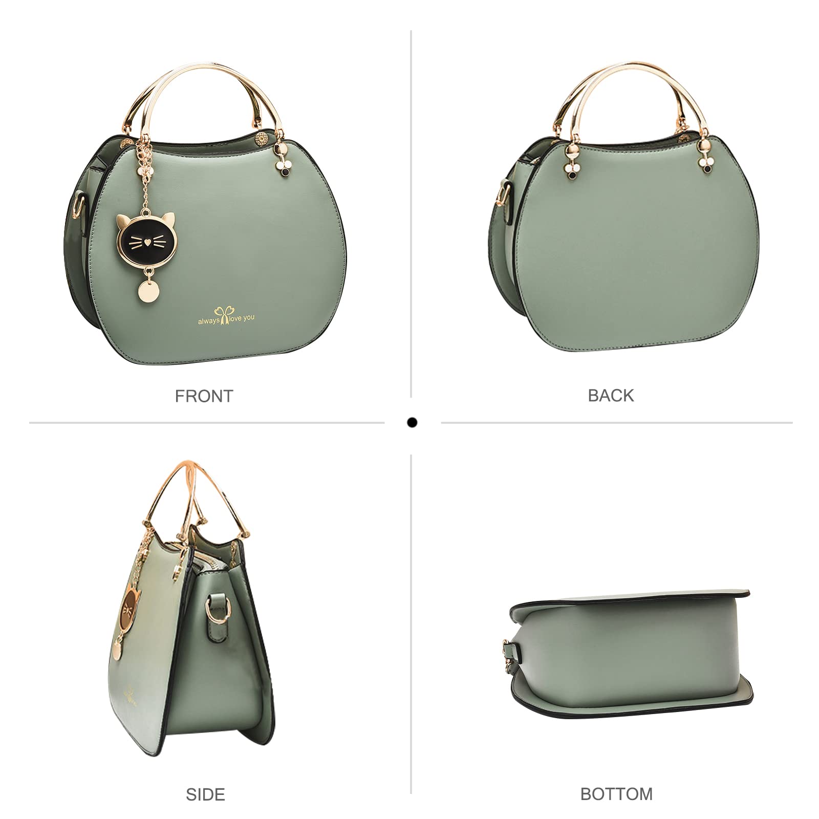 Women's PU Leather Crossbody Bag with Cat Pendant - Fashion Shoulder Purse for Daily Use