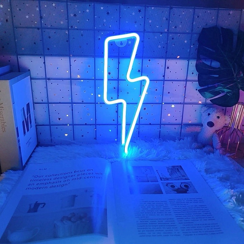 Vibrant Lightning Bolt Neon Sign - Custom LED Wall Art for Home, Bar, or Office Decor - Perfect for Bedroom, Game Room & Man Cave Lighting