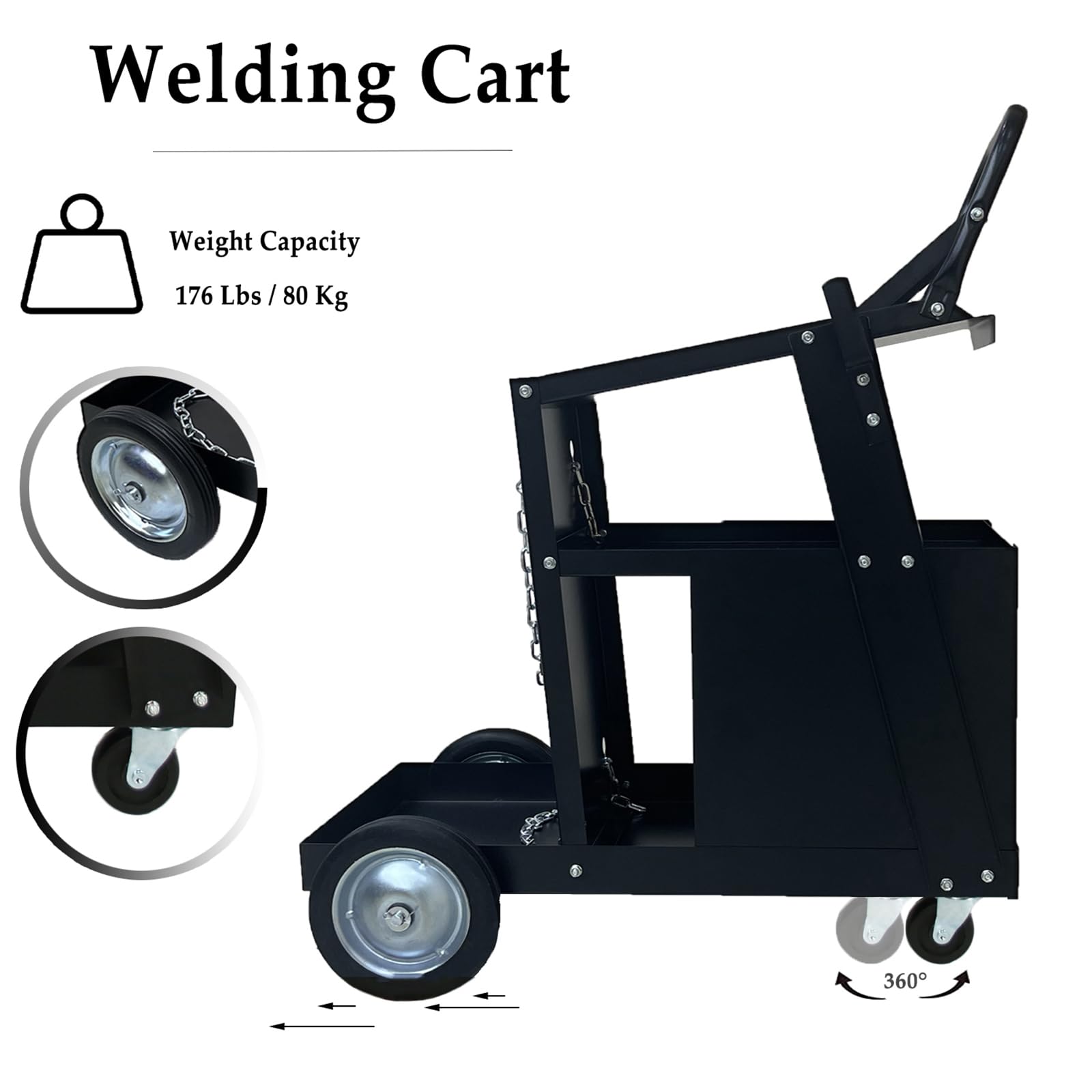 Upgraded Rolling Welding Cart with 4 Drawers & Safety Chain - Heavy Duty Storage Solution for TIG MIG Welders & Plasma Cutters - Perfect for Workshops, Garages & Industrial Use