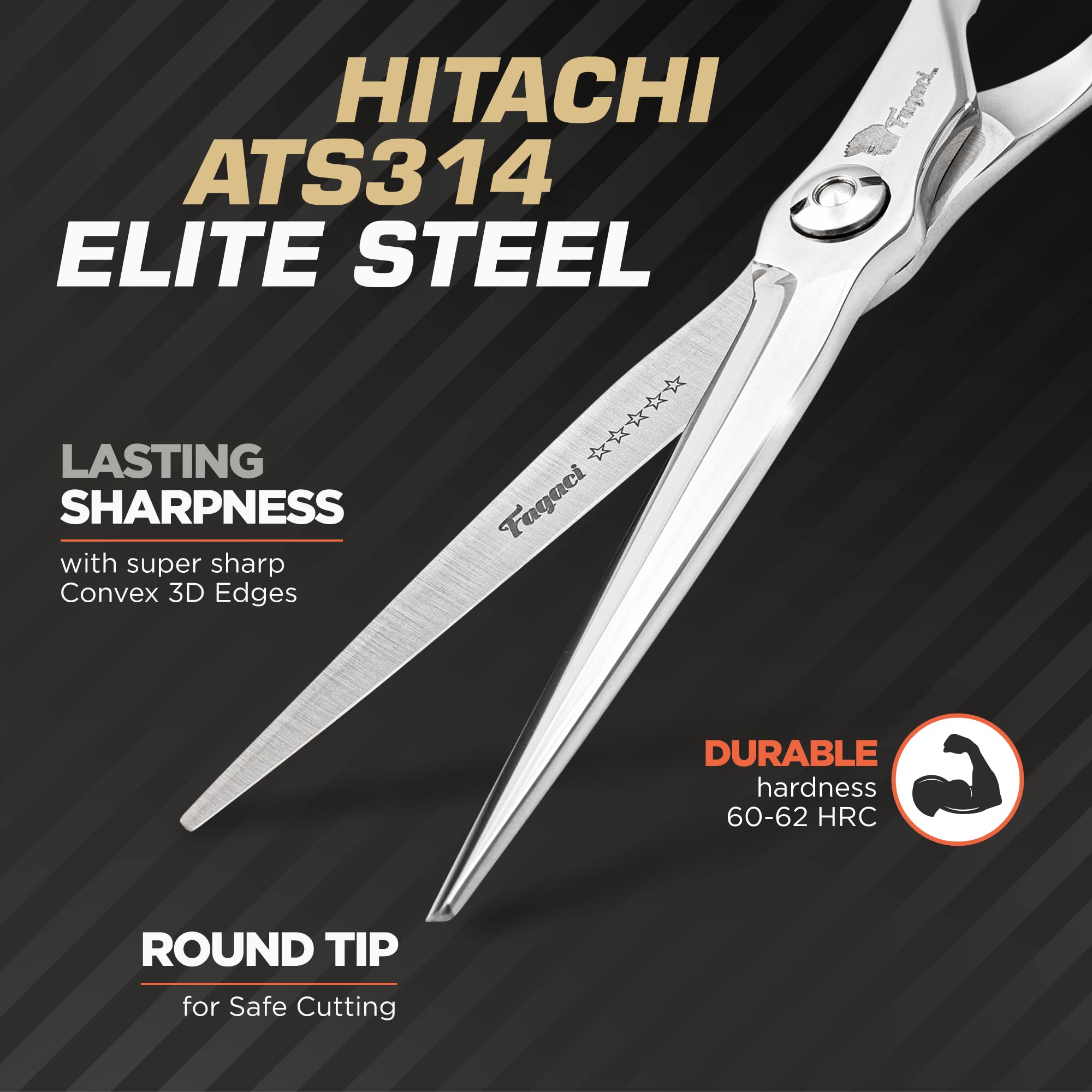 Fagaci Professional Hair Scissors 6” - Razor Sharp Blades, Premium ATS-314 Steel - Hair Cutting Shears for Stylists & Barbers - Perfect for Precision Haircuts, Trimming & Styling at Home or Salon