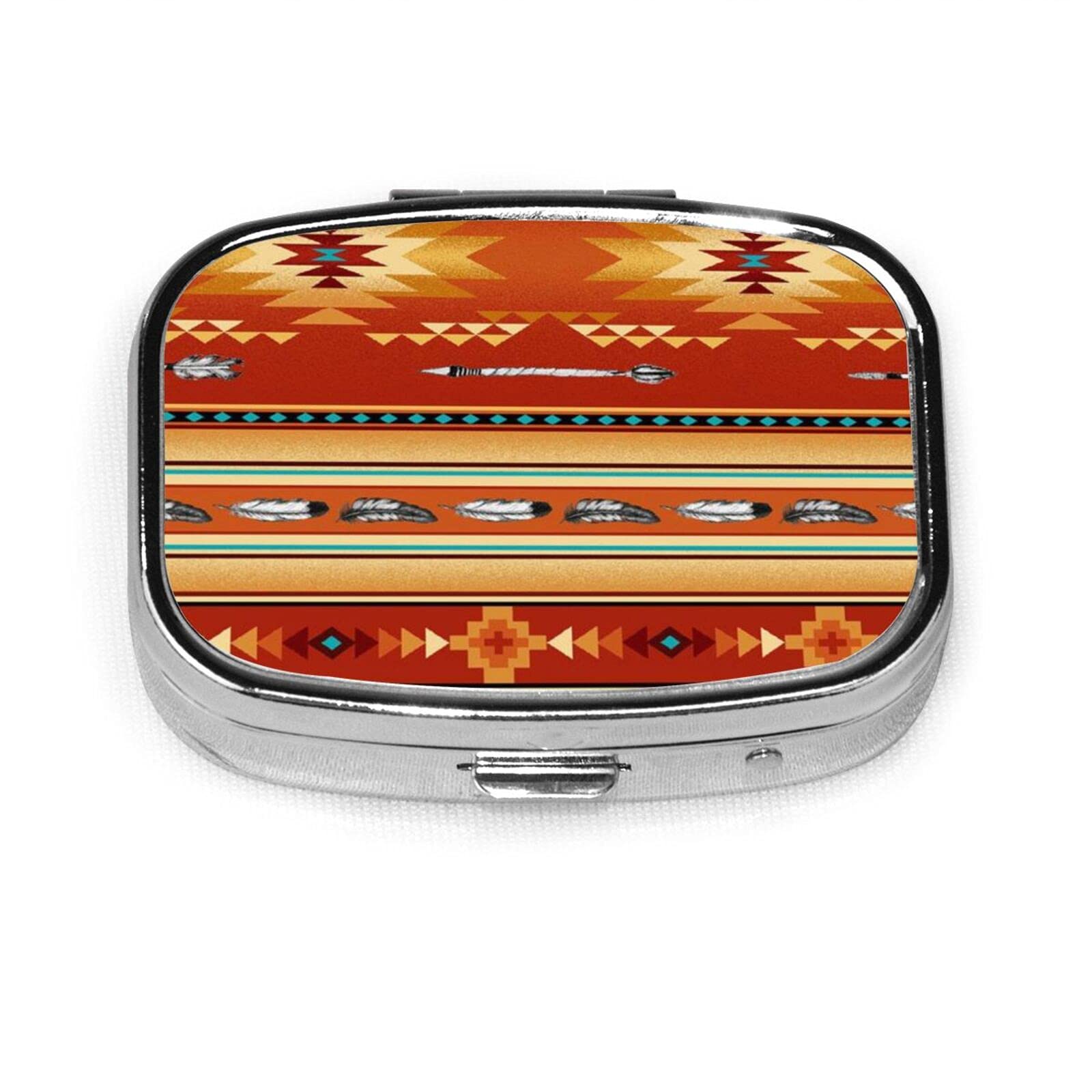 Custom Personality Classic Terracotta Southwest Square Pill Box - Stylish Medicine Organizer for Purse, Travel & Daily Use | Handmade Clay Pill Case with Unique Design