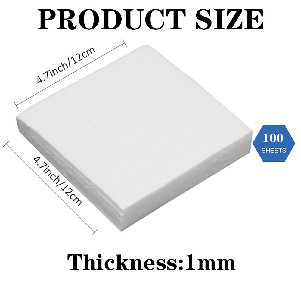 100 Sheets Microwave Kiln Paper - 4.7 Inch Ceramic Fiber Insulation Blanket for Pottery, Glass Fusing & Jewelry Making - High Heat Resistance & Thermal Protection
