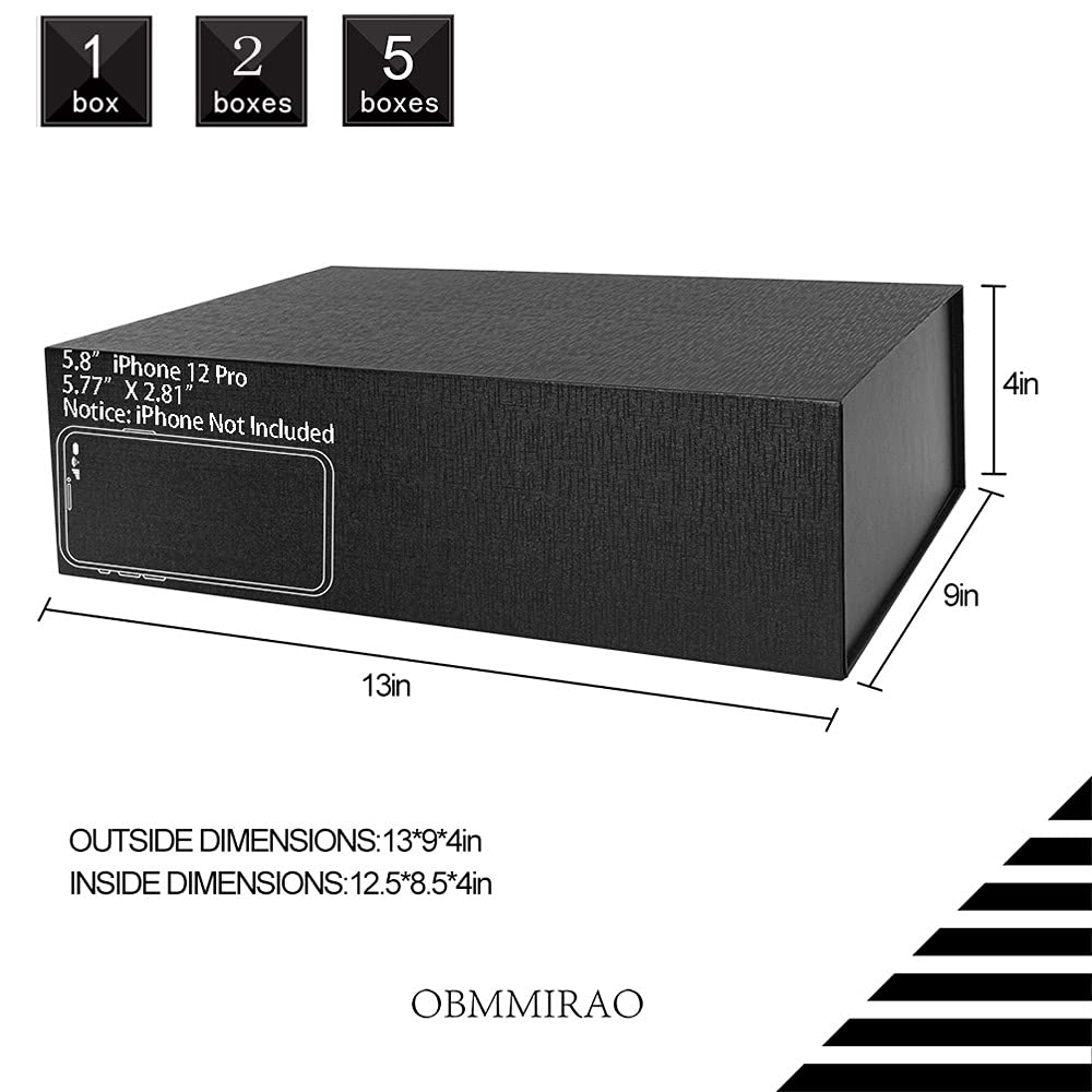 13x9x4 Inch Black Magnetic Closure Gift Box - Foldable Reusable Storage Box for Groomsmen Proposals, Bridesmaid Gifts, Jewelry & Clothing | Wedding, Birthday, Anniversary Gift Packaging Solution