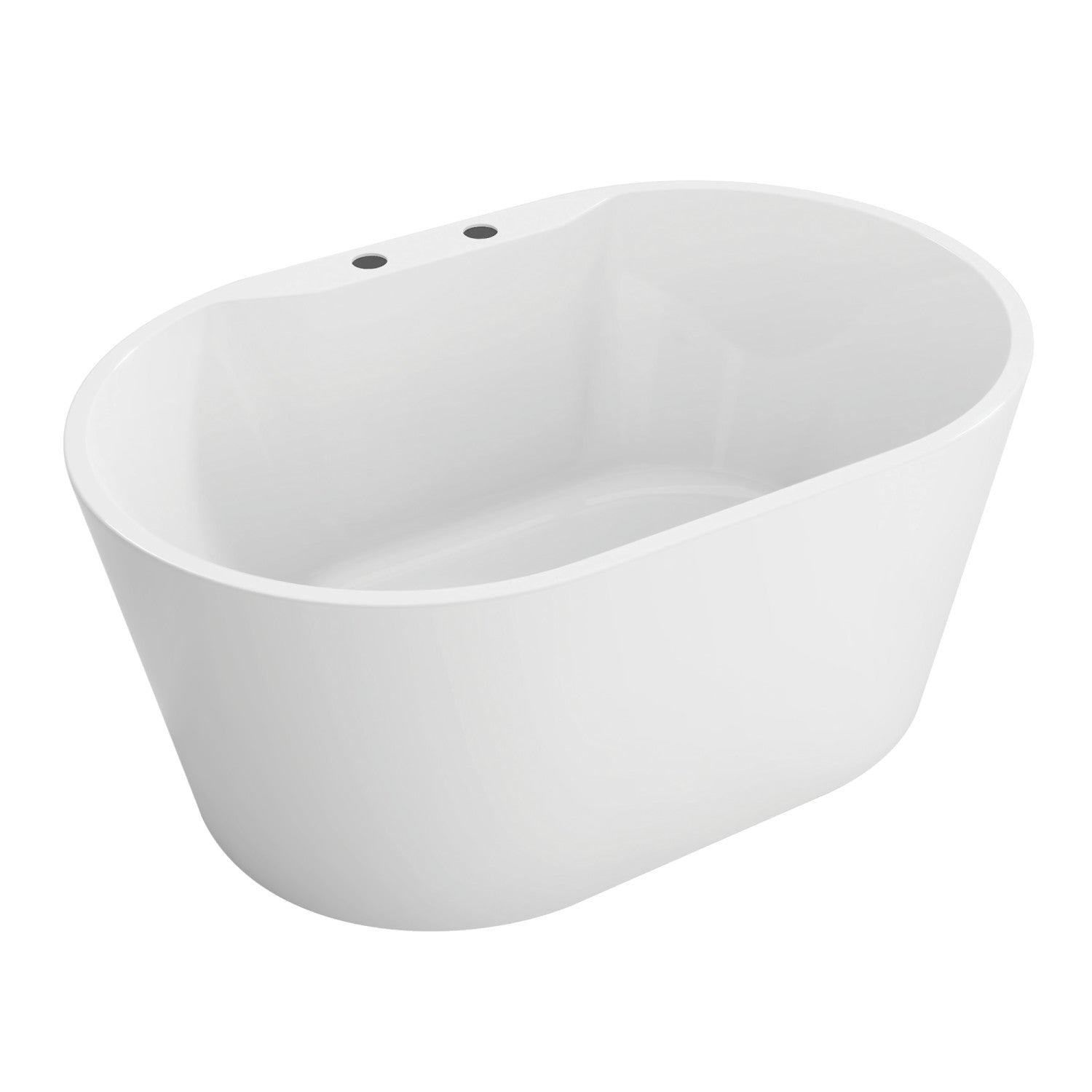 Aqua Eden VT7DE513423 51-Inch Freestanding Acrylic Bathtub - Oval Double-Ended Soaking Tub with Drain, Glossy White Finish for Luxury Bathroom & Spa Relaxation
