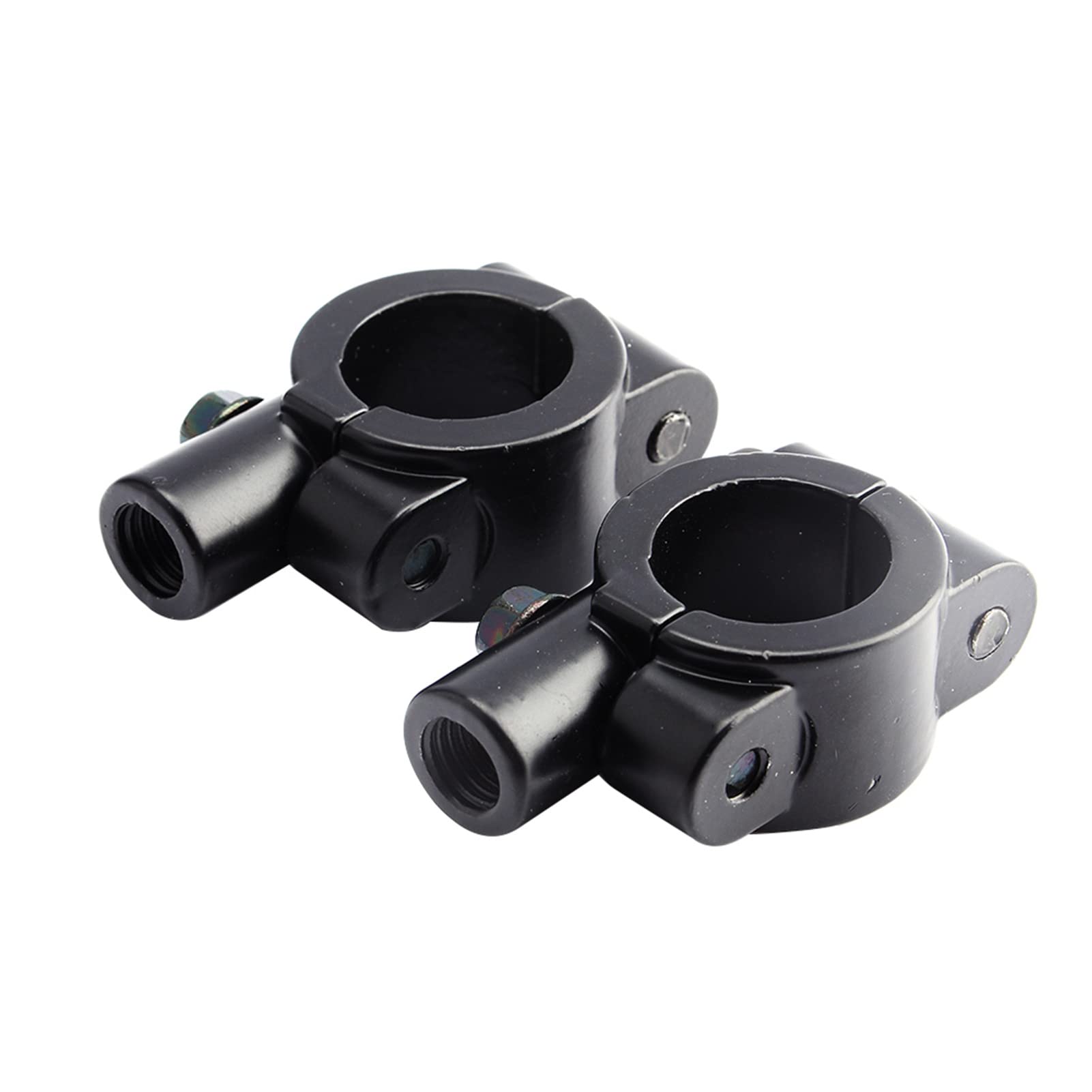 Universal 10mm Motorcycle Mirror Mount - 2Pcs Black Aluminum Clamp for 7/8