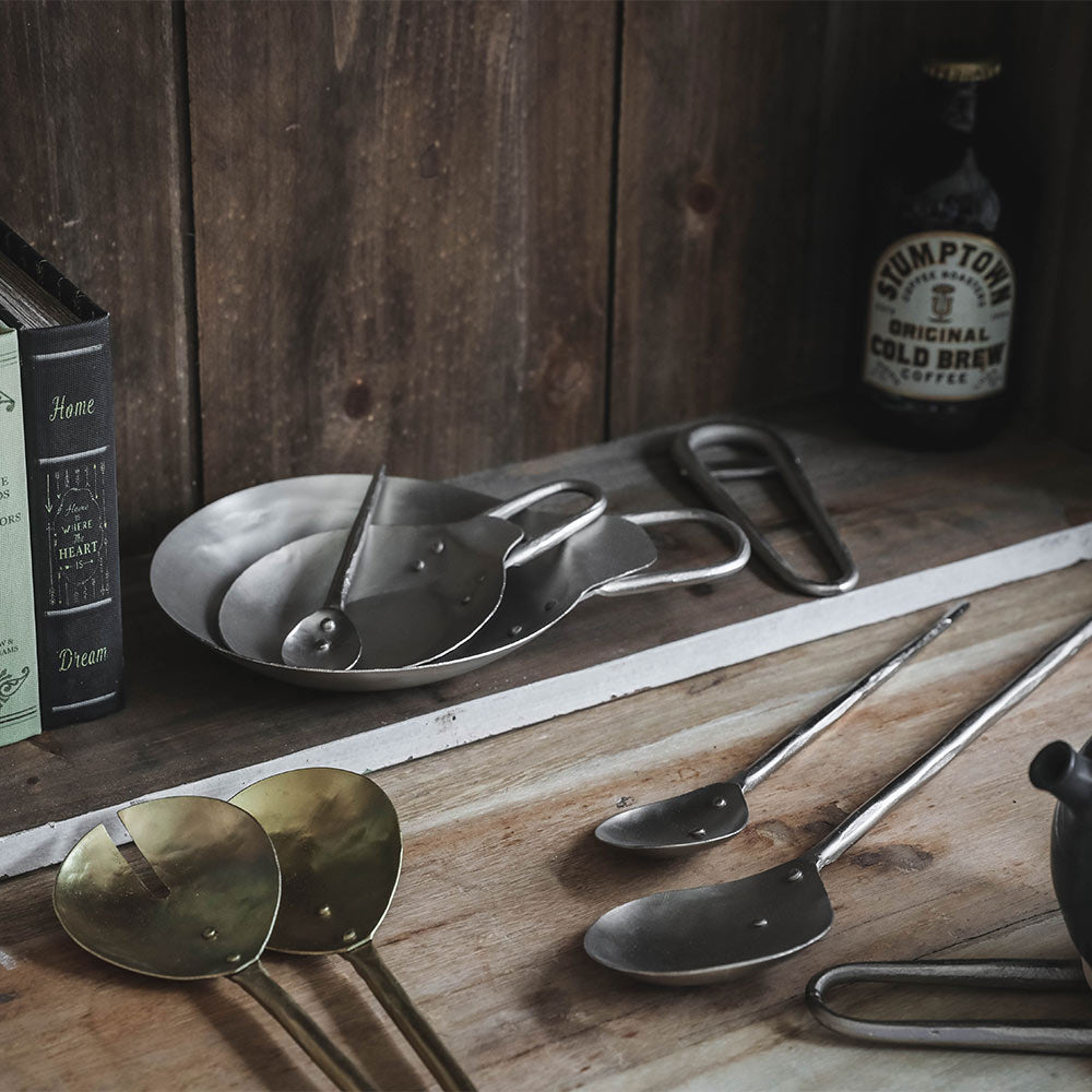 Hand Forged Brass Salad Serving Set - Premium Salad Tongs & Servers for Dinner Parties, BBQs, and Healthy Meal Prep