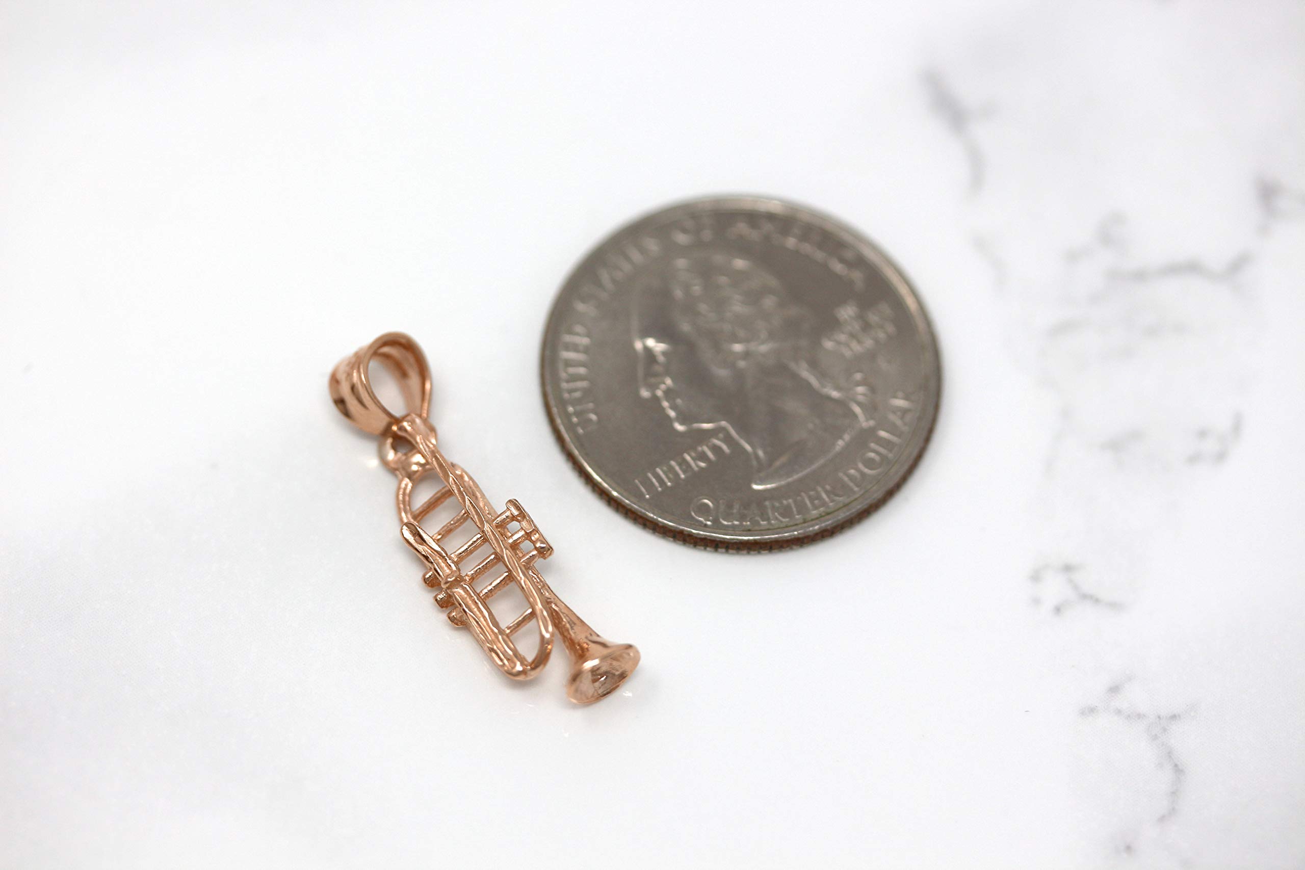 10K Gold Trumpet Horn Charm Pendant Necklace - Elegant Musical Jewelry Gift for Musicians & Music Lovers - Perfect for Performances, Concerts & Special Occasions