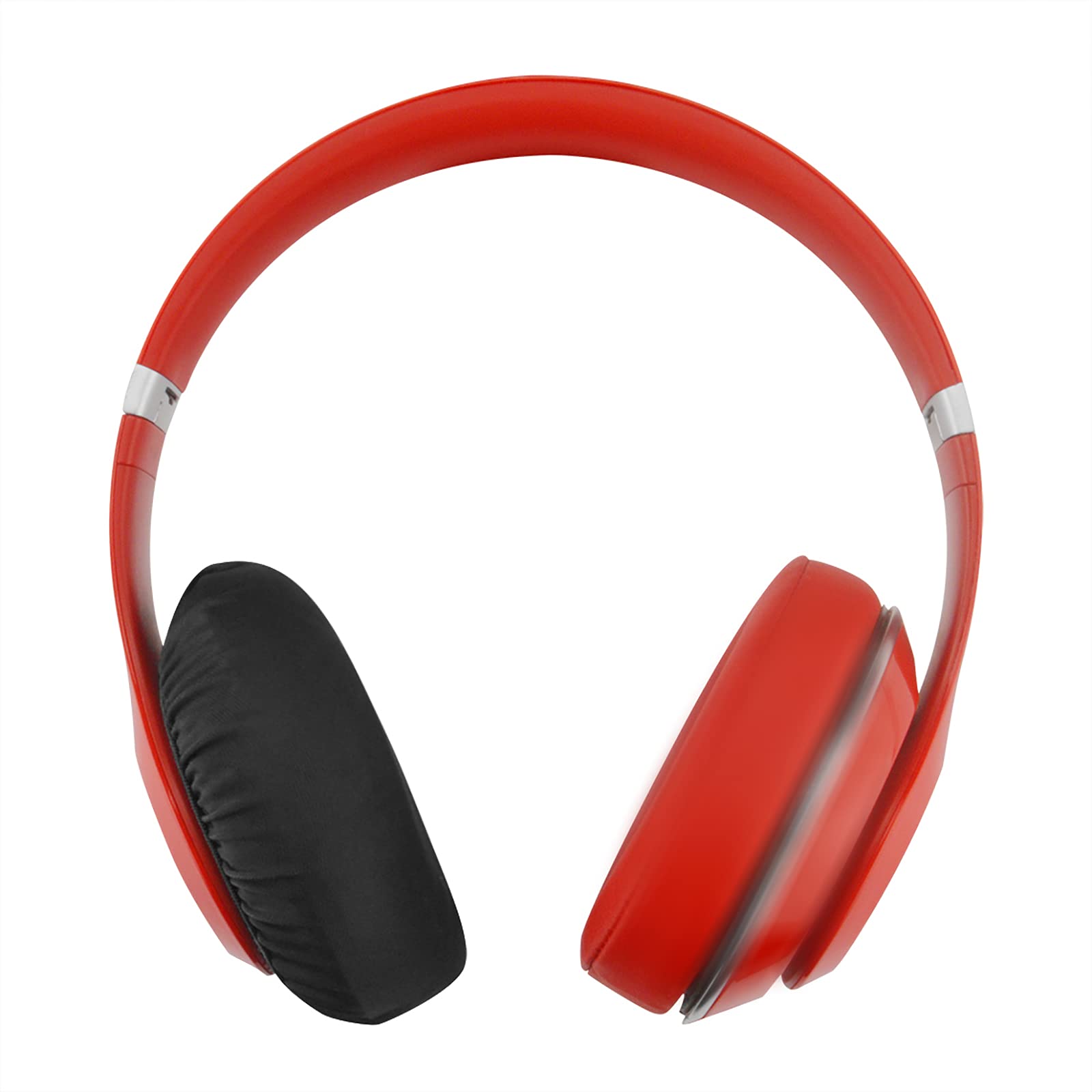 Geekria 2 Pairs Stretchable Headphone Ear Covers - Washable Fabric Sweat Protectors for Over-Ear Headphones (M/Black-Red) - Perfect for Gym, Gaming & Travel