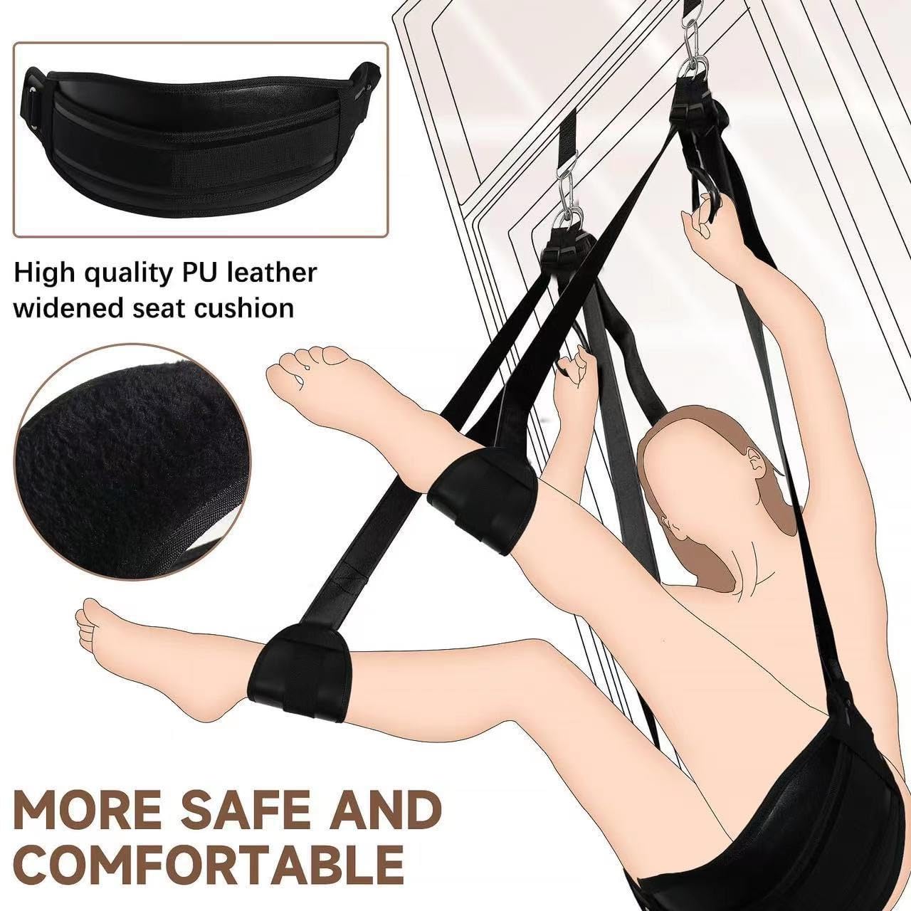 300LBS Heavy Duty Over The Door Sex Swing for Couples - Adult Hanging Sling for Bedroom, Bondage & BDSM Play - Durable Sex Furniture for Spice Up Intimacy & Fitness Training