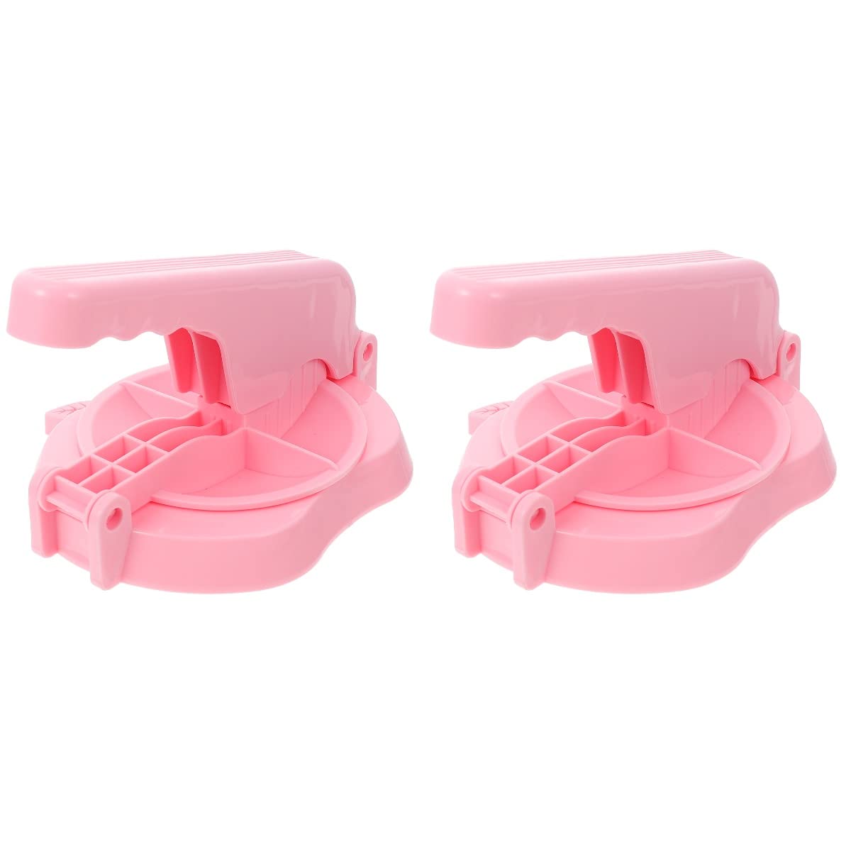 Hemoton 2-Piece Dumpling Maker Set - Authentic Ravioli Press, Tortilla Maker & Pastry Dough Press Tool for Homemade Dumplings, Wontons & Tortillas - Perfect Kitchen Gadget for Asian & Mexican Cuisine - Pink Rotary Design