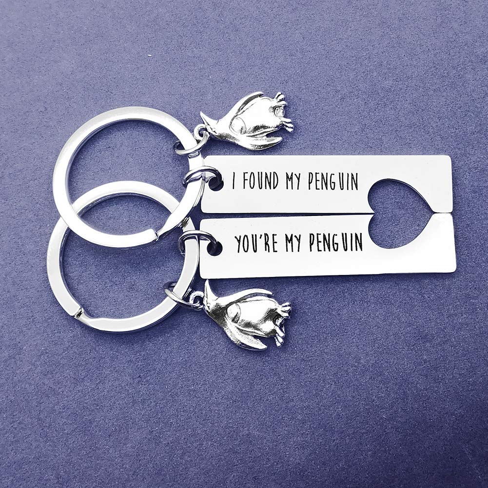 Penguin Couple Keychain Set - Matching 'You're My Penguin' & 'I Found My Penguin' Gifts for Girlfriend/Boyfriend - Personalized Couples Jewelry for Christmas, Wedding & Anniversaries - Perfect for Long Distance Relationships & Romantic Surprises