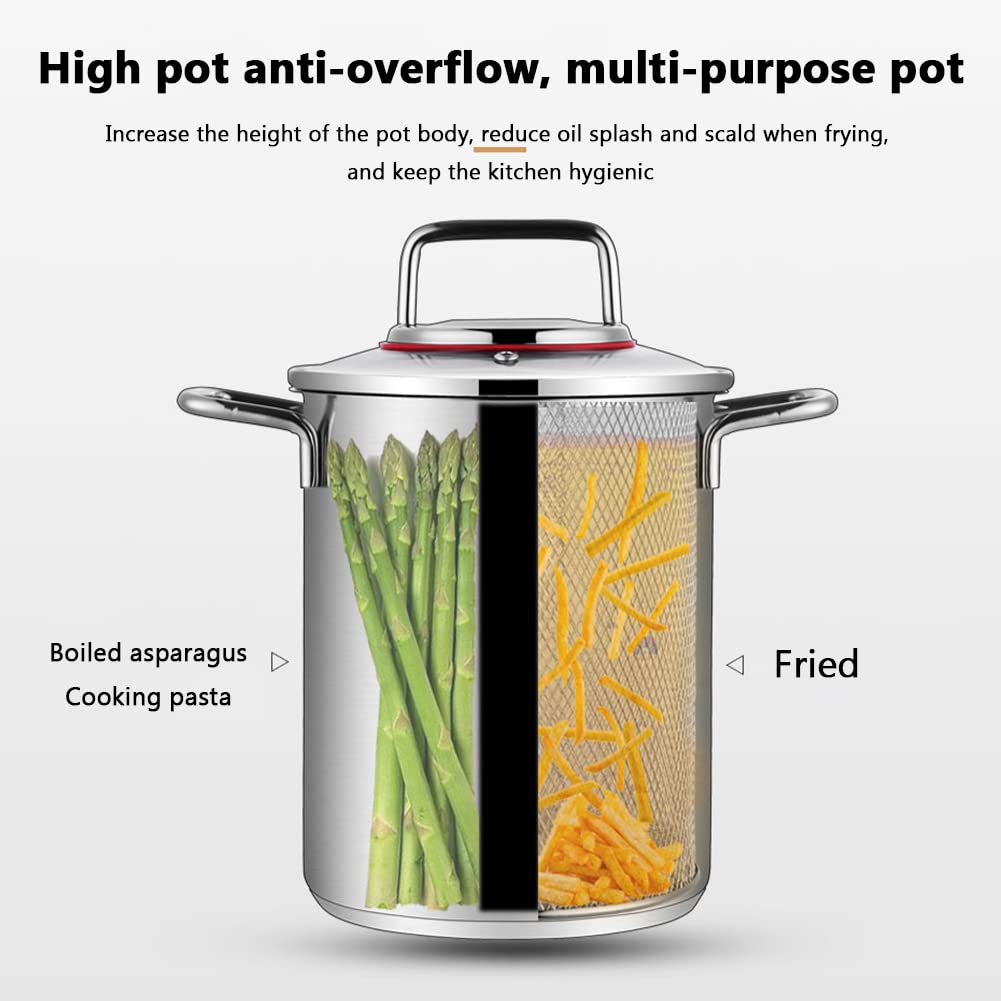 Premium Stainless Steel Asparagus Cooking Pot with Removable Basket Lid - 3.5L/4L Multi-Purpose Soup Pot, Deep Fryer & Pasta Corn Boiler for Home Kitchen | Perfect for Stovetop Cooking, Frying, and Boiling Vegetables