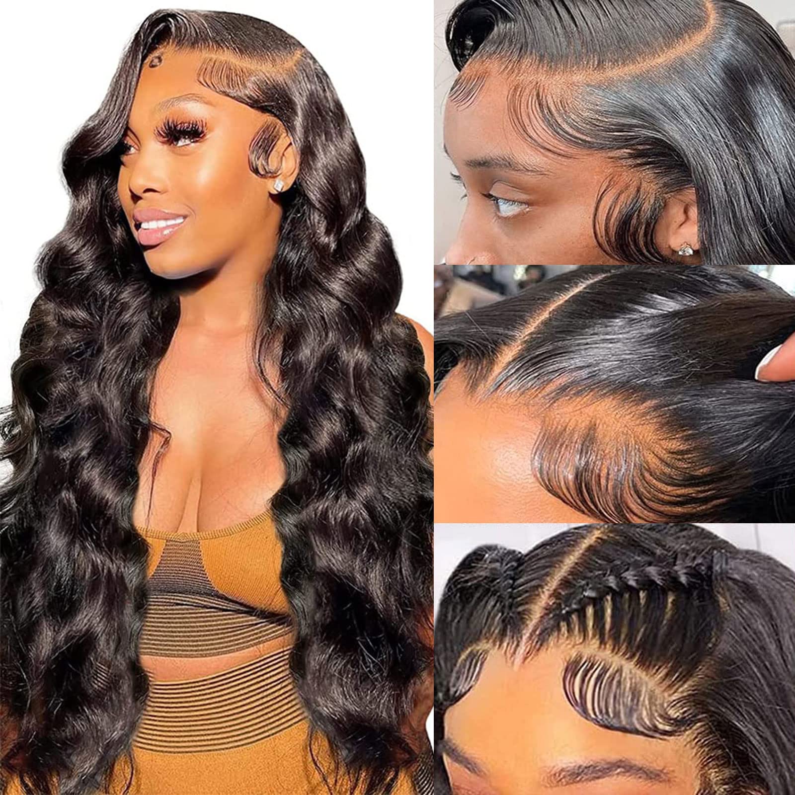 28 Inch Body Wave Lace Front Wigs Human Hair 180% Density 13x4 HD Transparent Lace Frontal Wigs for Women - Glueless Pre Plucked with Baby Hair Natural Hairline - Perfect for Daily Wear, Cosplay, and Special Occasions
