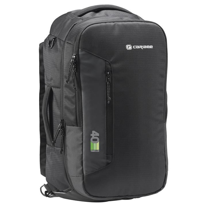 Caribee 40L Travel Backpack - Lightweight Carry-On Backpack for Airplane, Hiking & Business Travel - Black | Perfect for Weekend Trips & Commuting