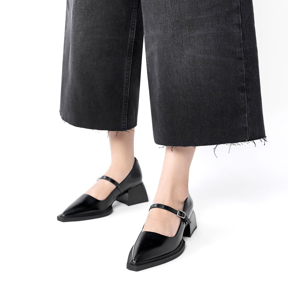 Vivian Mary Jane Black Shoes for Women - Classic Comfortable Flat Pumps - Perfect for Office, Wedding & Casual Wear
