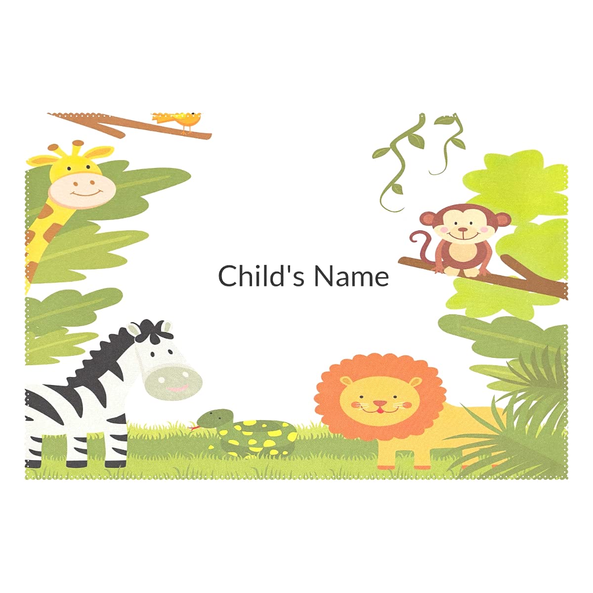 Personalized Jungle Animals Placemats for Kids - Custom Name Placemat Set, Washable & Durable - Perfect for Birthday Gifts, Baby Showers, and Family Dining