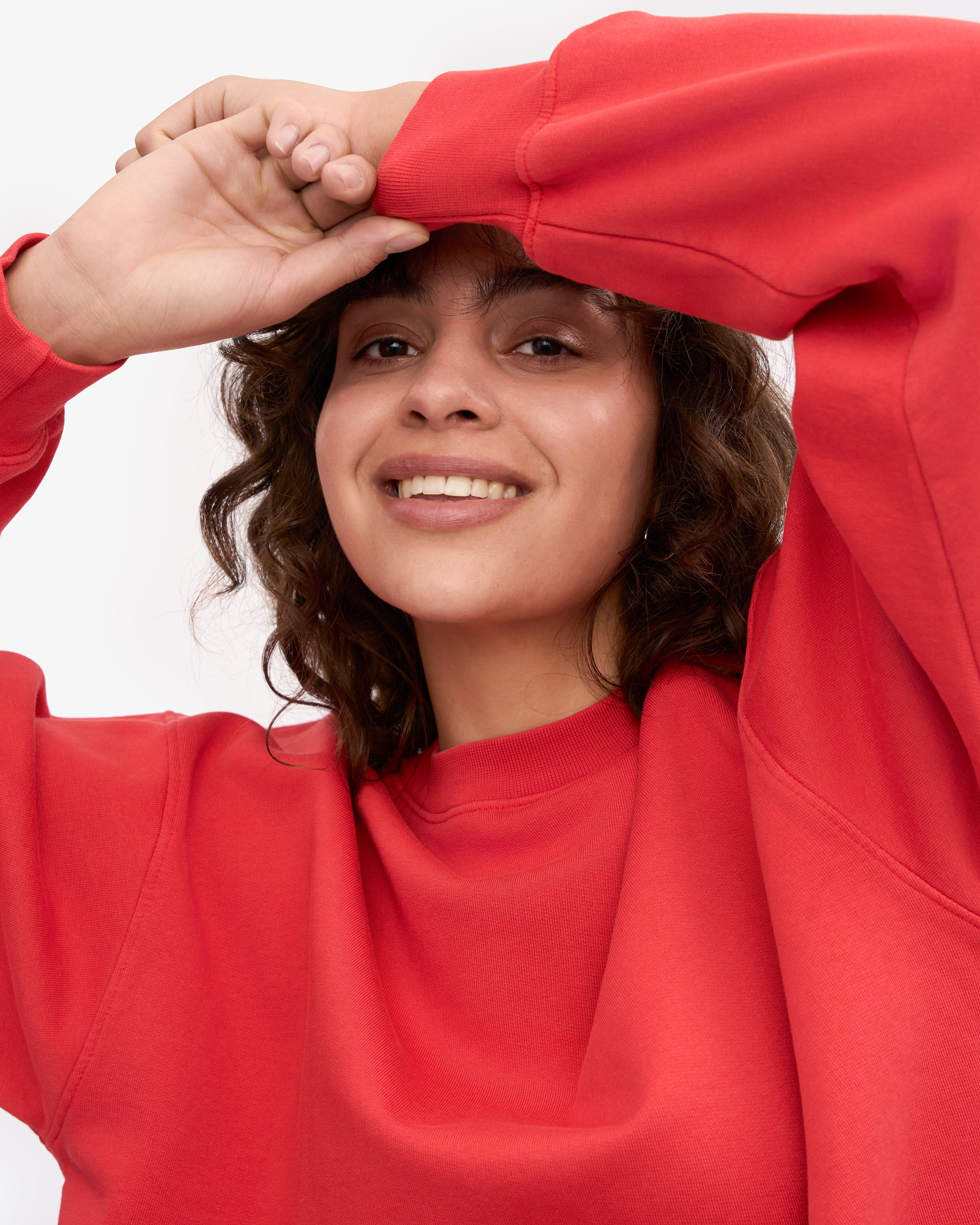 Organic Oversized Crewneck Sweatshirt - Red Tangerine Color | Soft Cotton Unisex Pullover | Perfect for Casual Wear, Lounge & Street Style