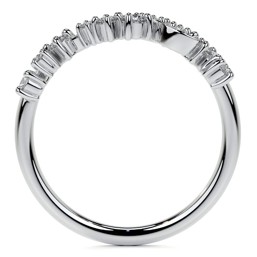 0.15 CT Marquise & Round Stackable Wedding Band for Women - 925 Sterling Silver Eternity Engagement Ring (Size 4-11) - Perfect for Valentine's Day Gifts, Anniversary Jewelry & Bridal Stacking Rings