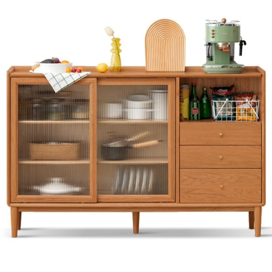 Premium Solid Wood Sideboard with Sliding Doors - Oak, Ash, Black Walnut & Cherry Options - Perfect for Dining Room Storage & Living Room Organization