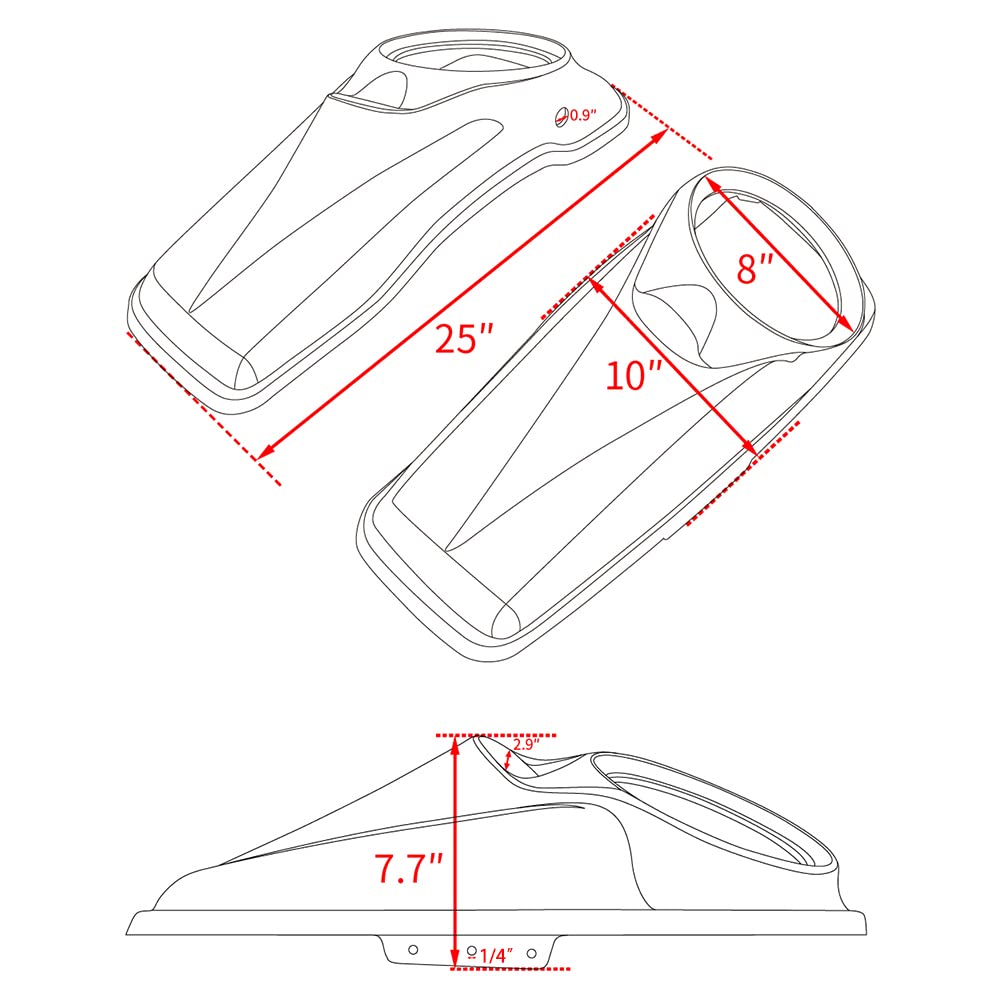 8 Inch Saddlebag Speaker Lids for Harley Touring FLH 2014-2023 - Moto Onfire Velocity Red Sunglo Hard Saddle Bags Replacement - Perfect for Road Trips & Motorcycle Upgrades