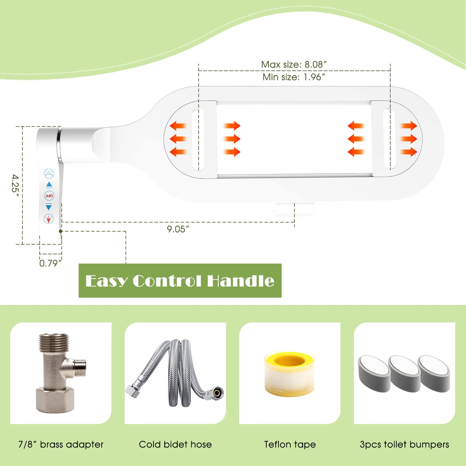 6mm Bidet Toilet Attachment with Dual Nozzles - Cold Water Spray for Feminine & Rear Wash - Self-Cleaning Bidet Seat for Women, Men & Seniors - Perfect for Hygiene, Comfort & Elderly Care