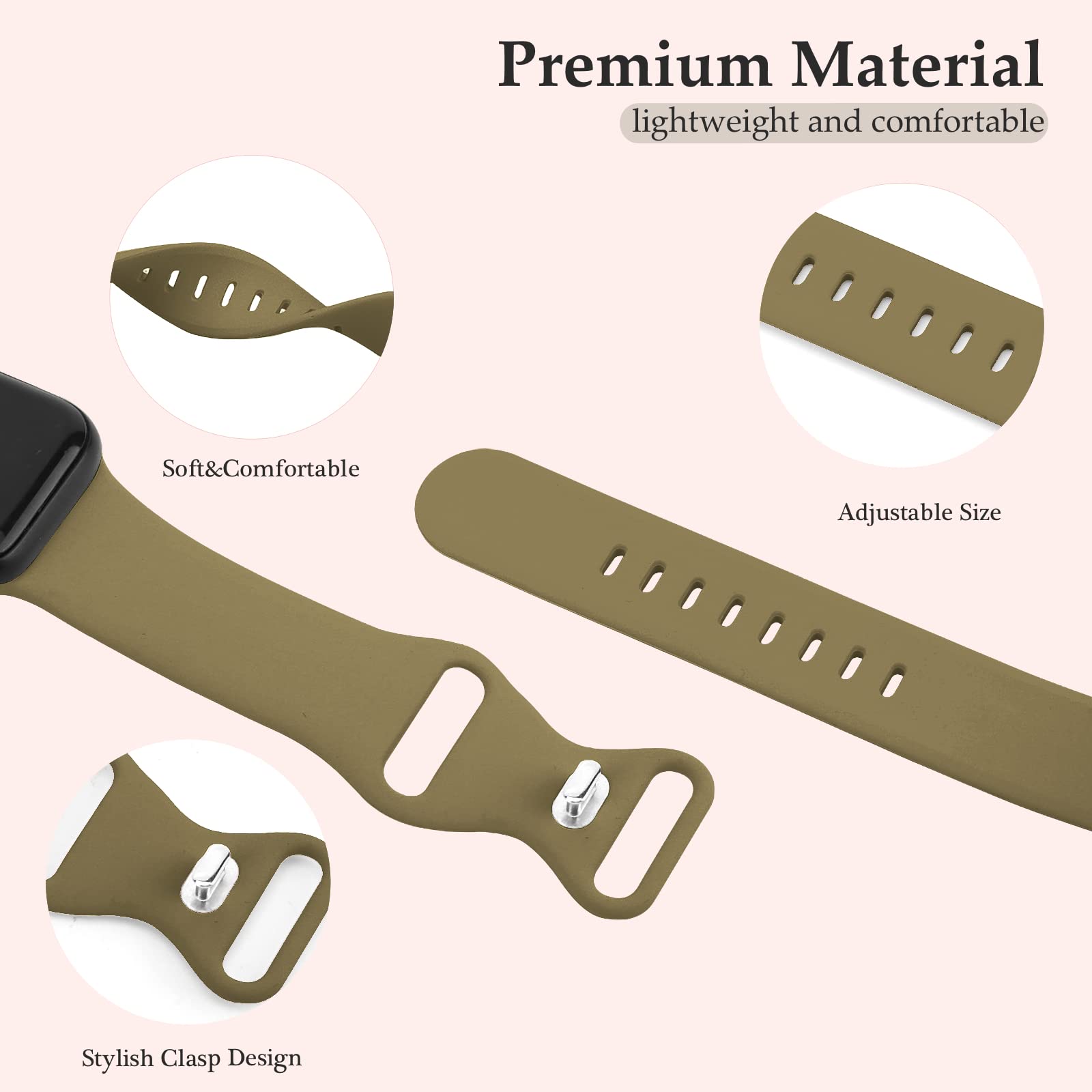 Premium Soft Silicone Sport Band for Apple Watch Series 1-9, SE, Ultra & Ultra 2 - Compatible with 38mm/40mm/41mm/42mm/44mm/45mm/49mm - Durable Replacement Strap for Men & Women - Perfect for Workouts, Running & Daily Wear