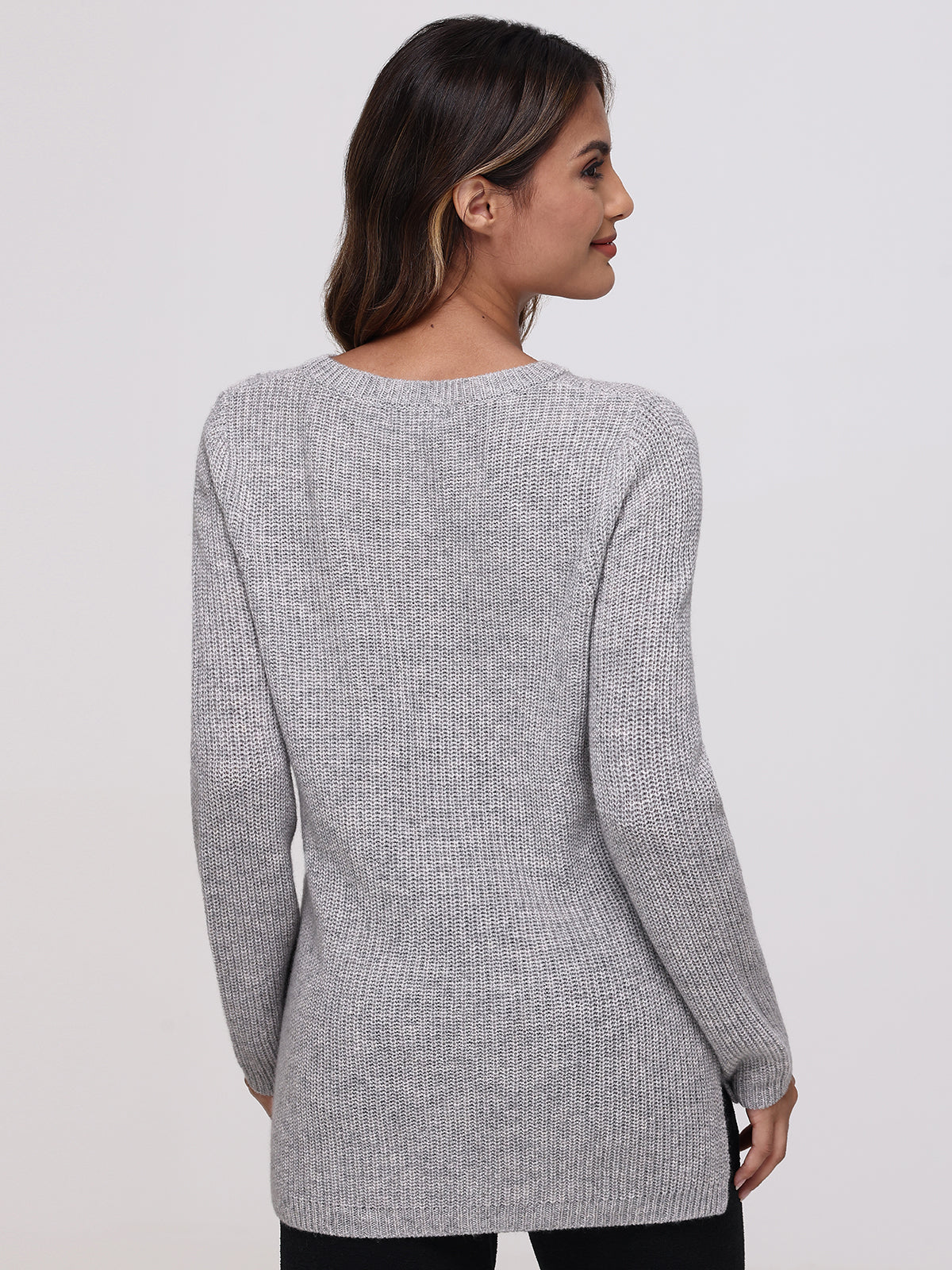 Emma Women's Cashmere Crewneck Sweater - Soft Shaker Stitch Knit Pullover for Fall & Winter | Cozy Office Wear & Casual Outfits