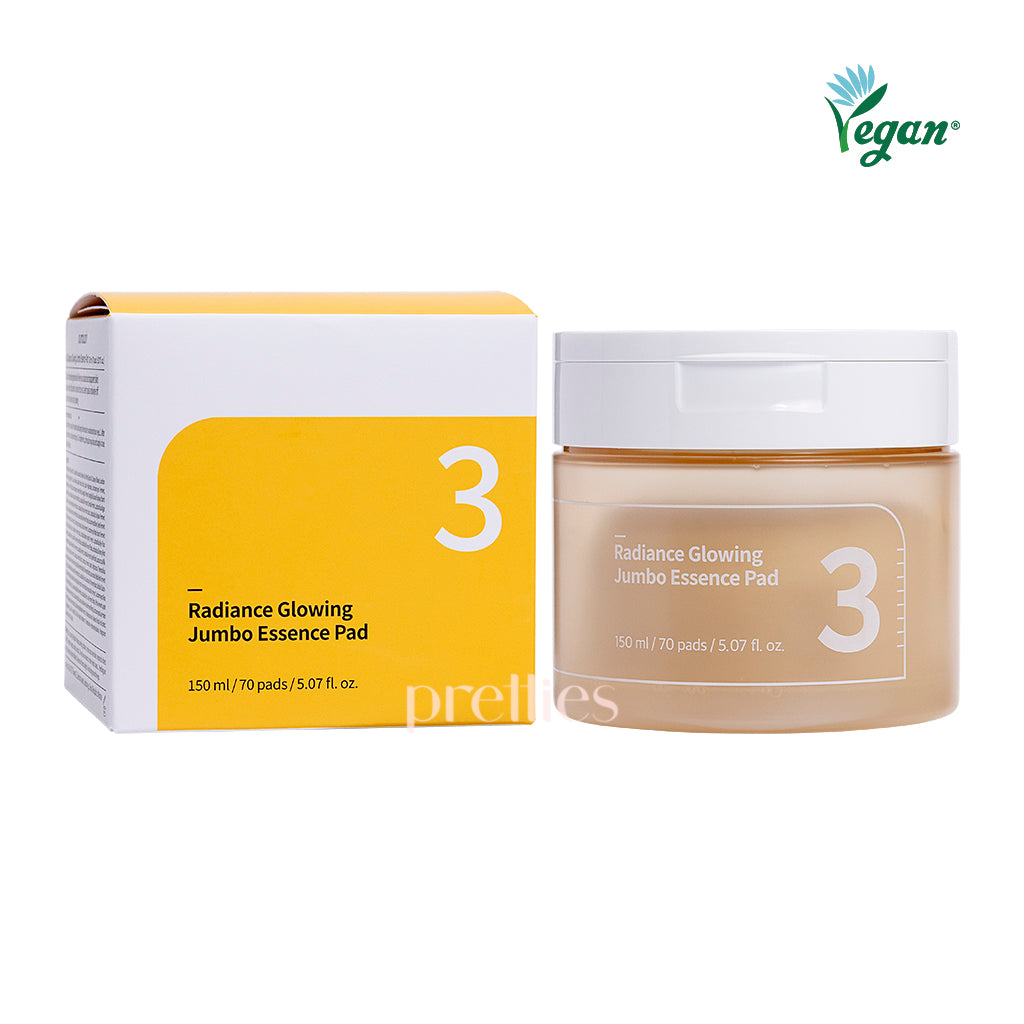 Numbuzin No.3 Radiance Glowing Jumbo Essence Pads - 70 Count Korean Skincare for Brightening & Hydration - Perfect for Morning Routine & Travel Skincare