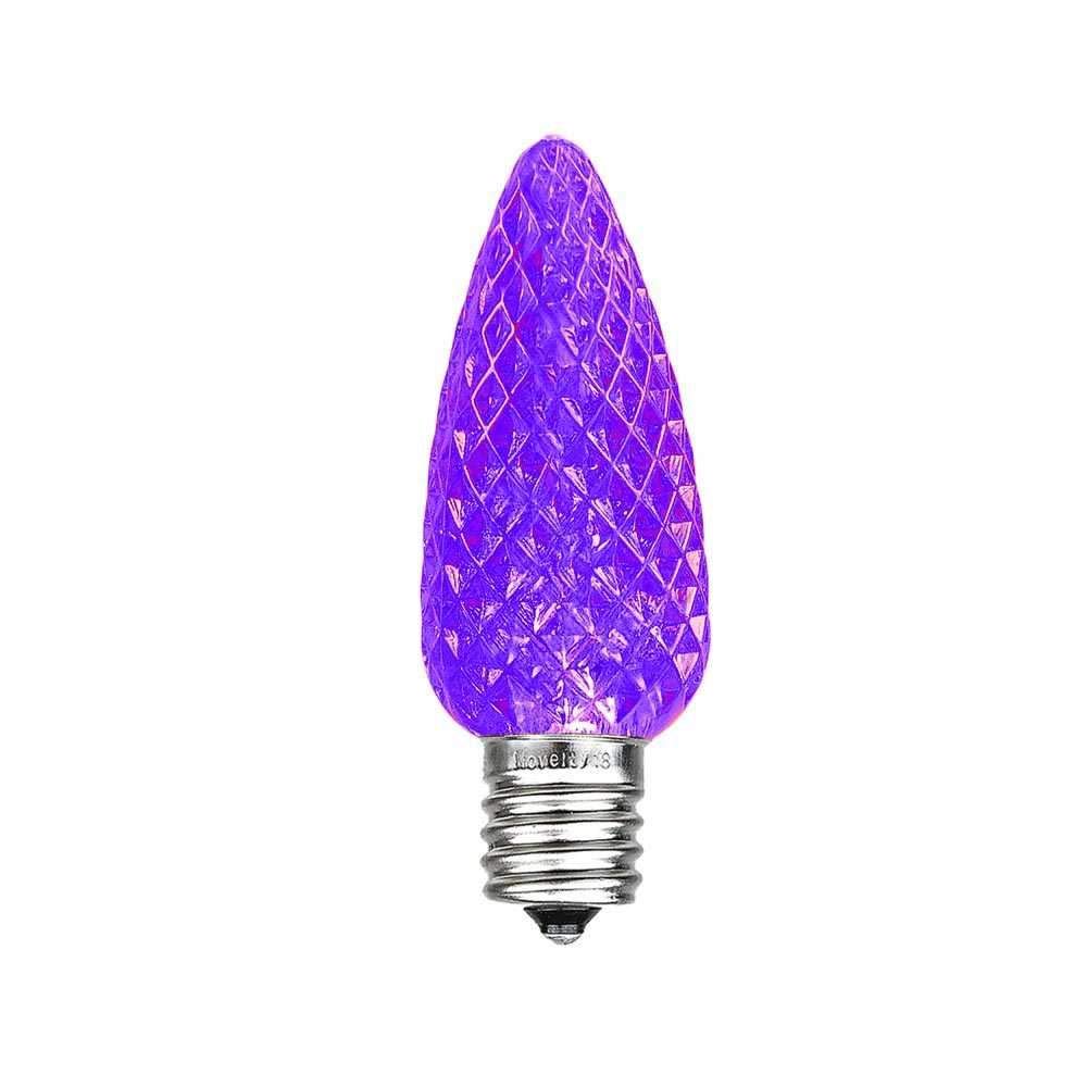 25PK C7 LED Faceted Ultra Bright Dimmable Christmas Light Bulbs - Energy Efficient Purple Outdoor String Lights for Holiday Decorations, Tree Lighting & Patio Party Decor