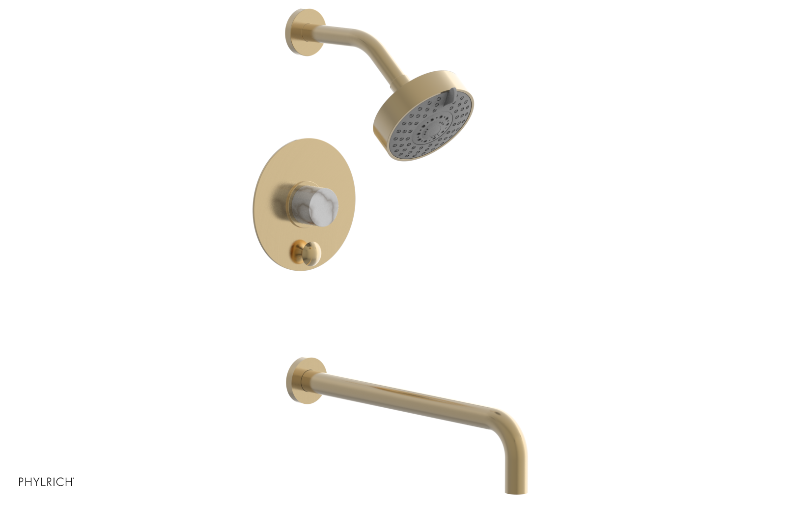 BASIC II 14 Pressure Balance Tub and Shower Faucet Set - White Marble Finish for Bathroom & Shower Installation (Model 230 28 14) | Perfect for Modern Home Renovation & Spa-Like Experience