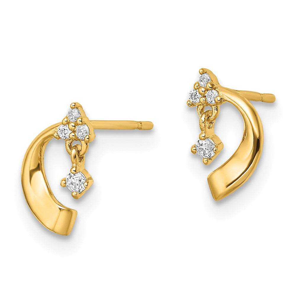 14K Gold Plated CZ Stud Earrings for Women - Elegant Cubic Zirconia Post Earrings (Model YE2053) - Perfect for Weddings, Parties & Everyday Wear