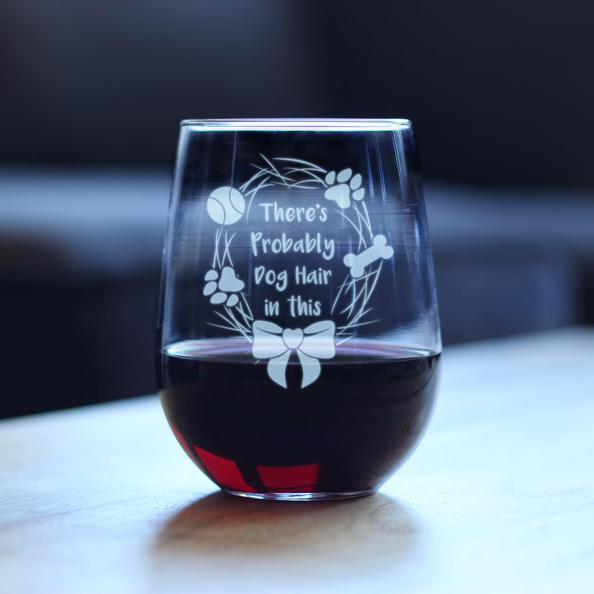 Funny Stemless Wine Glass with Dog Hair Design - 17oz Large Capacity - Perfect Gift for Dog Lovers - Great for Parties, Home Decor & Wine Tasting