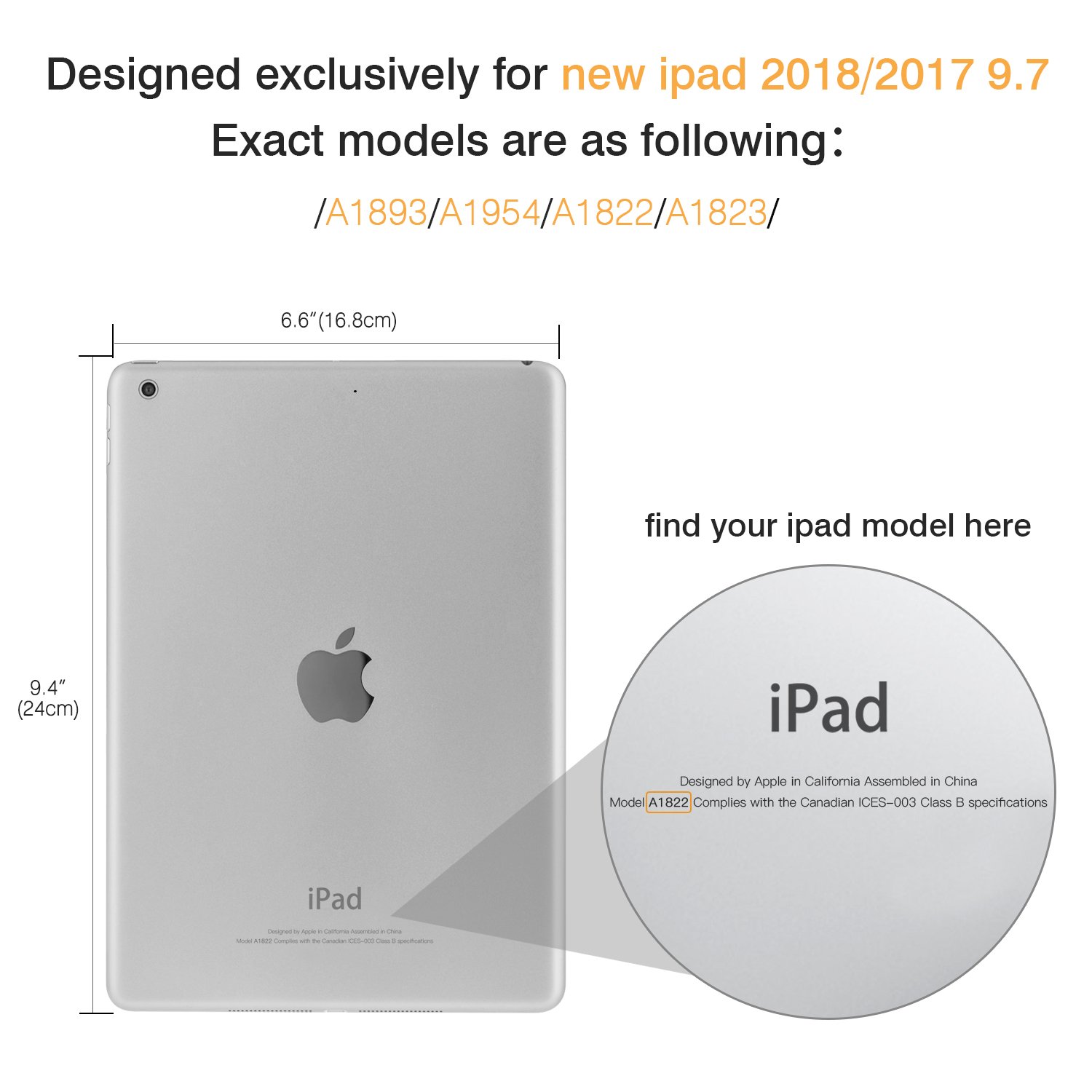 MoKo Slim Lightweight Smart Shell Stand Cover for iPad 9.7 Inch (6th/5th Gen 2018/2017) - Translucent Frosted Back Protector with Auto Wake/Sleep - Perfect for Work, School & Travel - Black