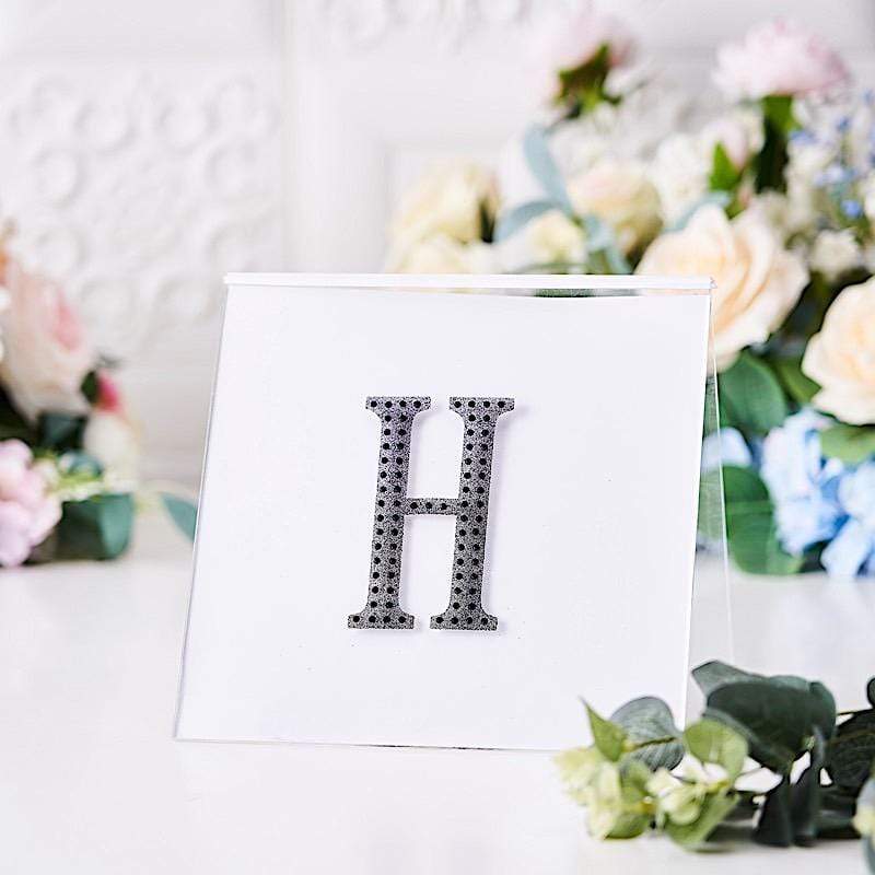 4 Inch Tall Self-Adhesive Rhinestone Letter Stickers - Black Gem Decals for DIY Crafts, Home Decor, and Scrapbooking