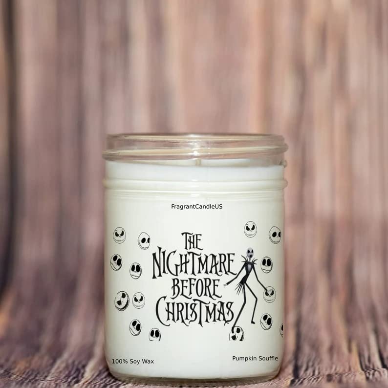 Nightmare Before Christmas Scented Candle - Spooky Halloween & Festive Christmas Decor, Pumpkin Spice Fall Aroma Gift for Home, Party & Holiday Decorations