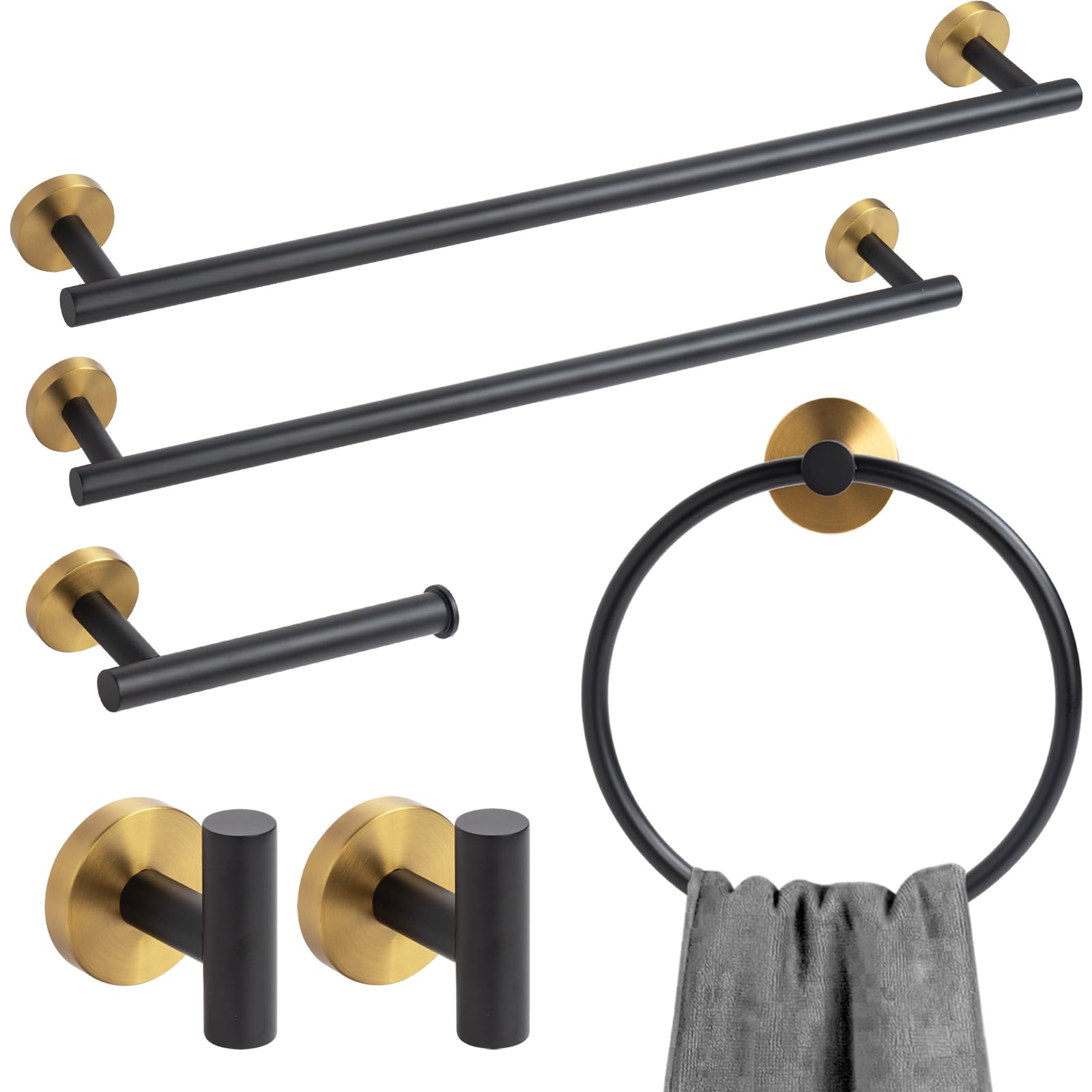 Lava Odoro 6-Piece Bathroom Hardware Set - Stainless Steel Towel Bar & Rack for Modern Bathrooms