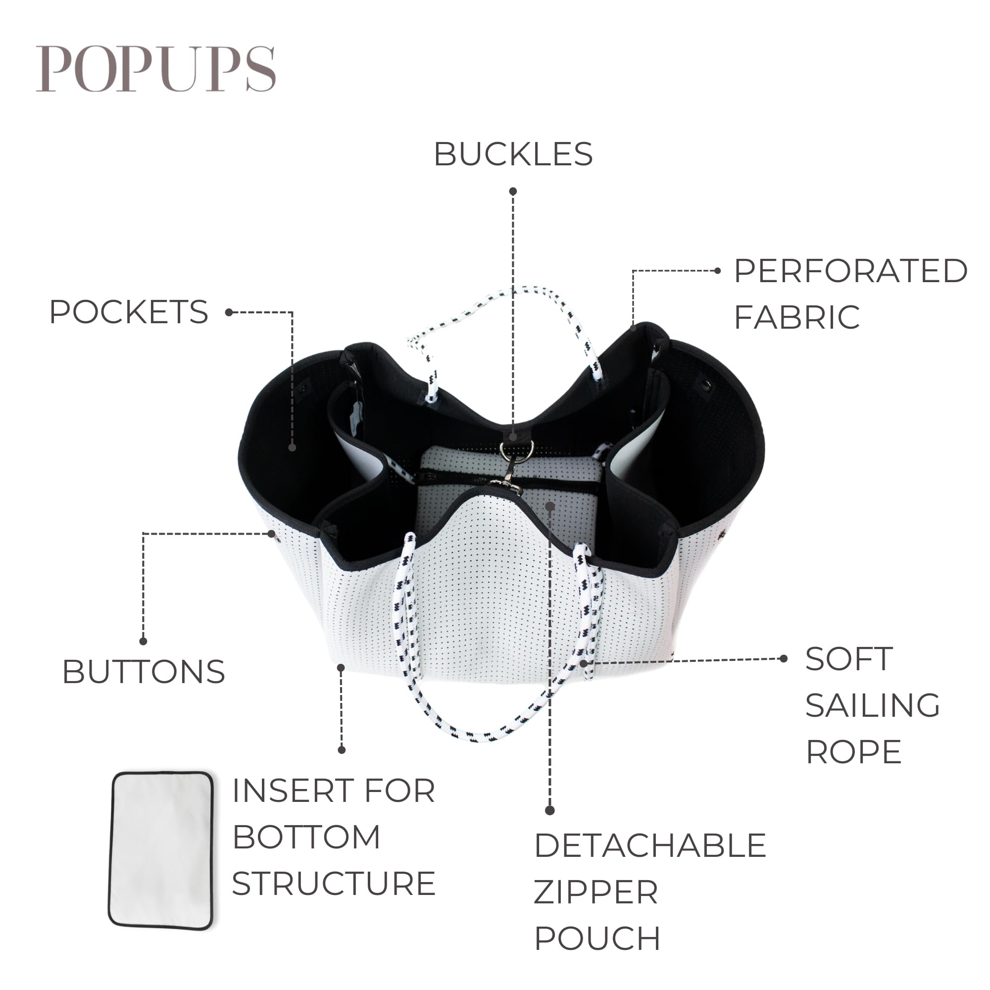 Stylish Large Neoprene Tote Bag for Women - Water-Resistant Designer Handbag with Multiple Pockets & Zipper Pouch - Perfect for Work, Travel, Gym & Beach Outings